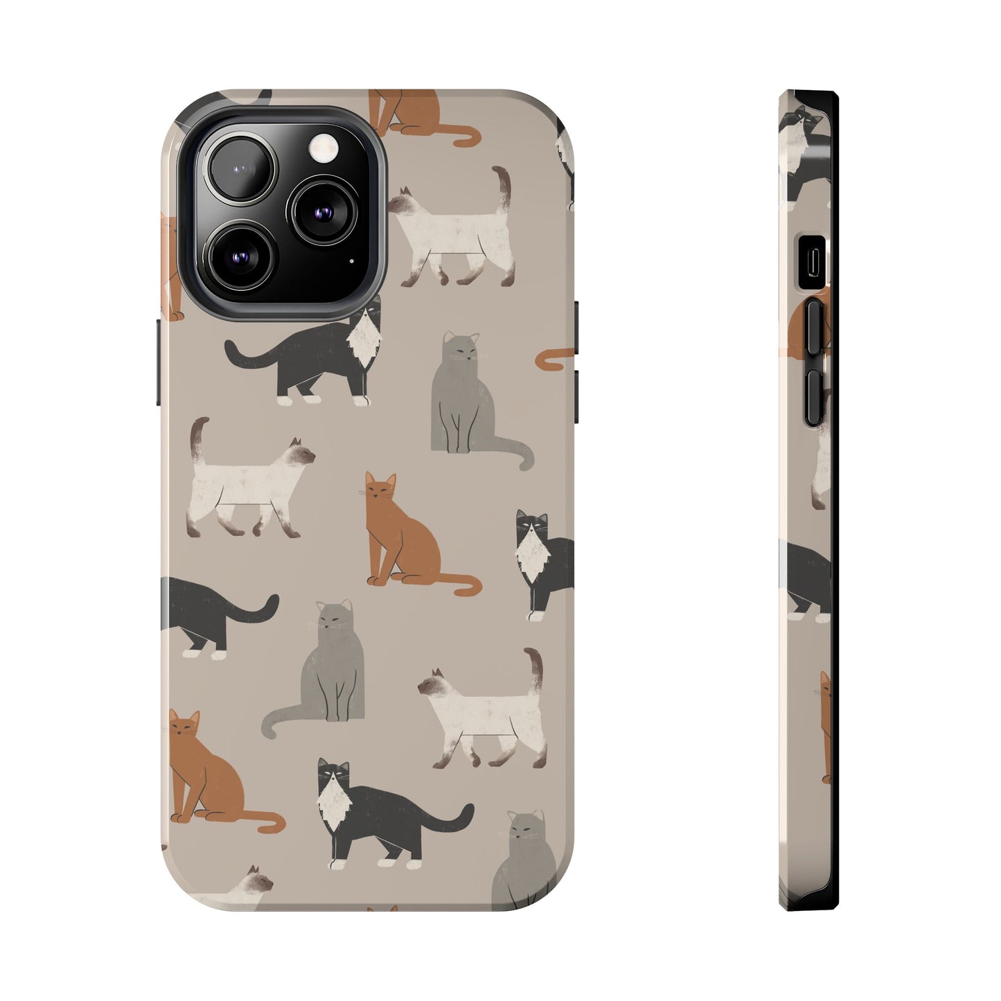 Cubist Cat Pattern Tough Phone Cases for Pet Lovers - Durable Protection and Cute Design