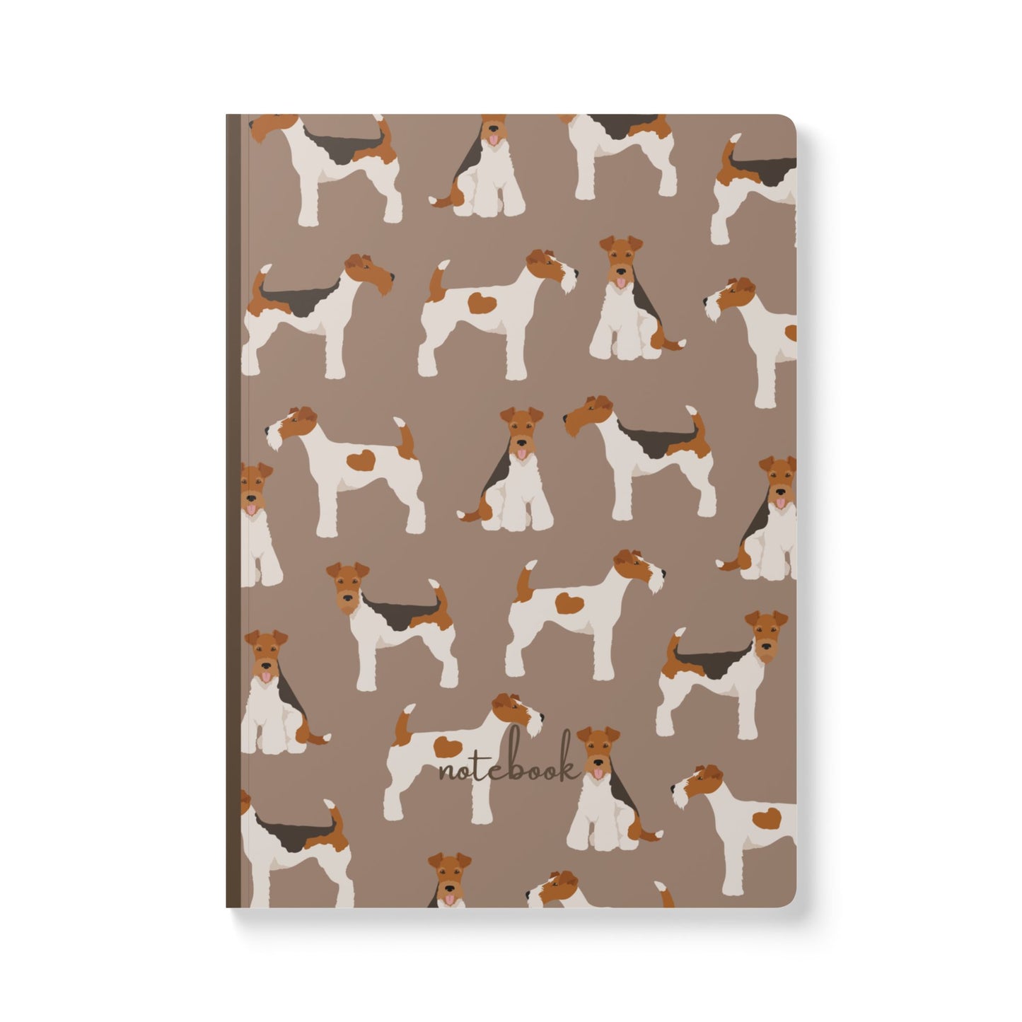 Adorable Wire Fox Terrier On Mocha-Themed Softcover Journal - Perfect for Pet Lovers