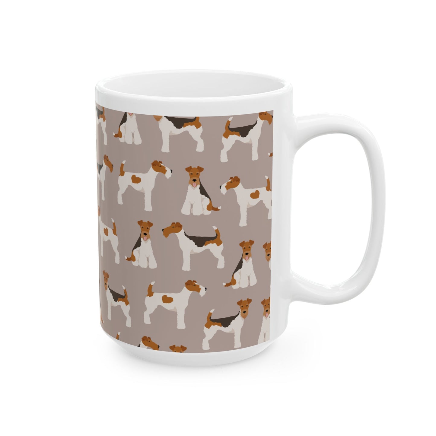 Whimsical Wire Fox Terrier Ceramic Mug – Dog Lover’s Coffee Cup, 11oz & 15oz