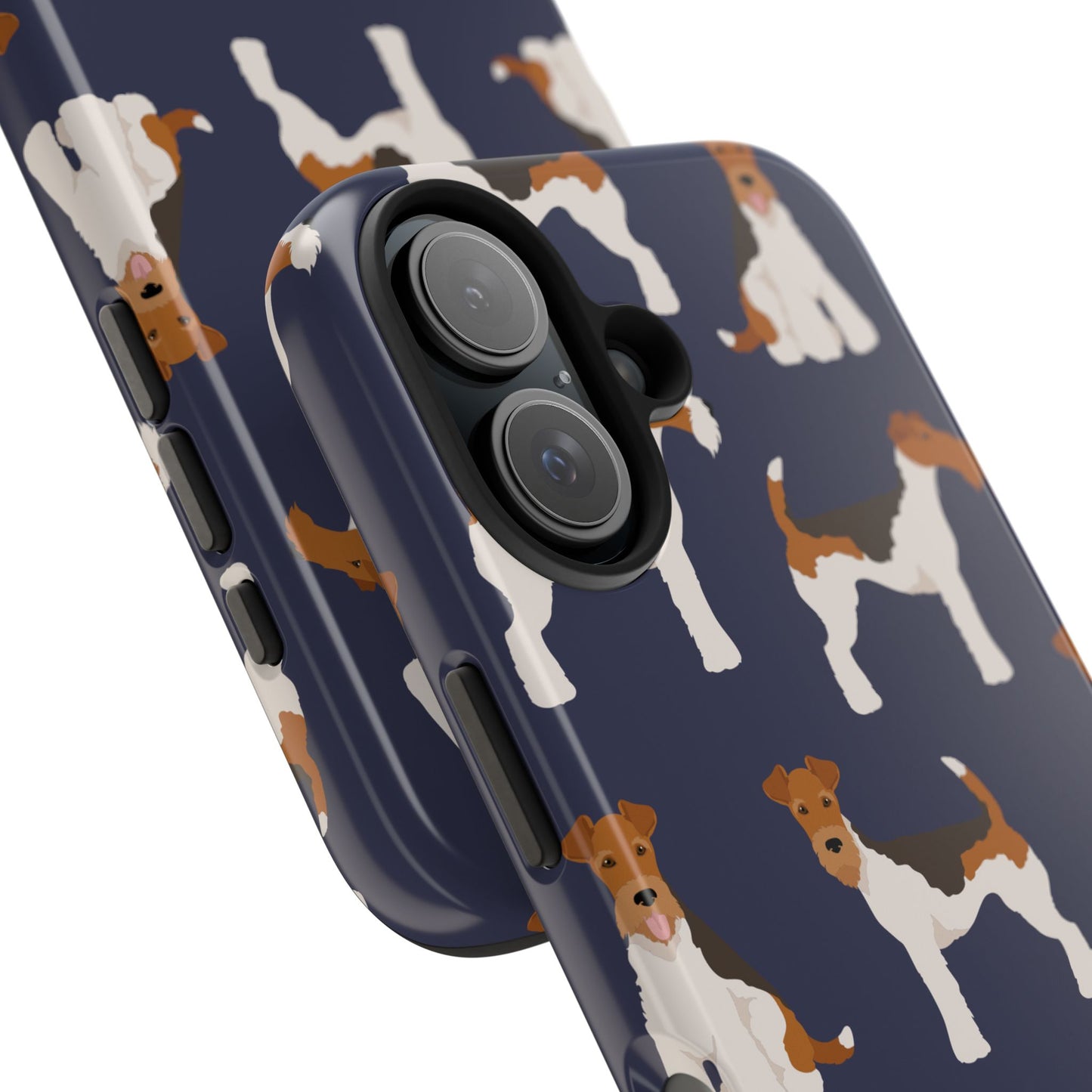 Tough Phone Cases with Adorable Fox Terrier in navy Design - Durable Pet Lover Accessory