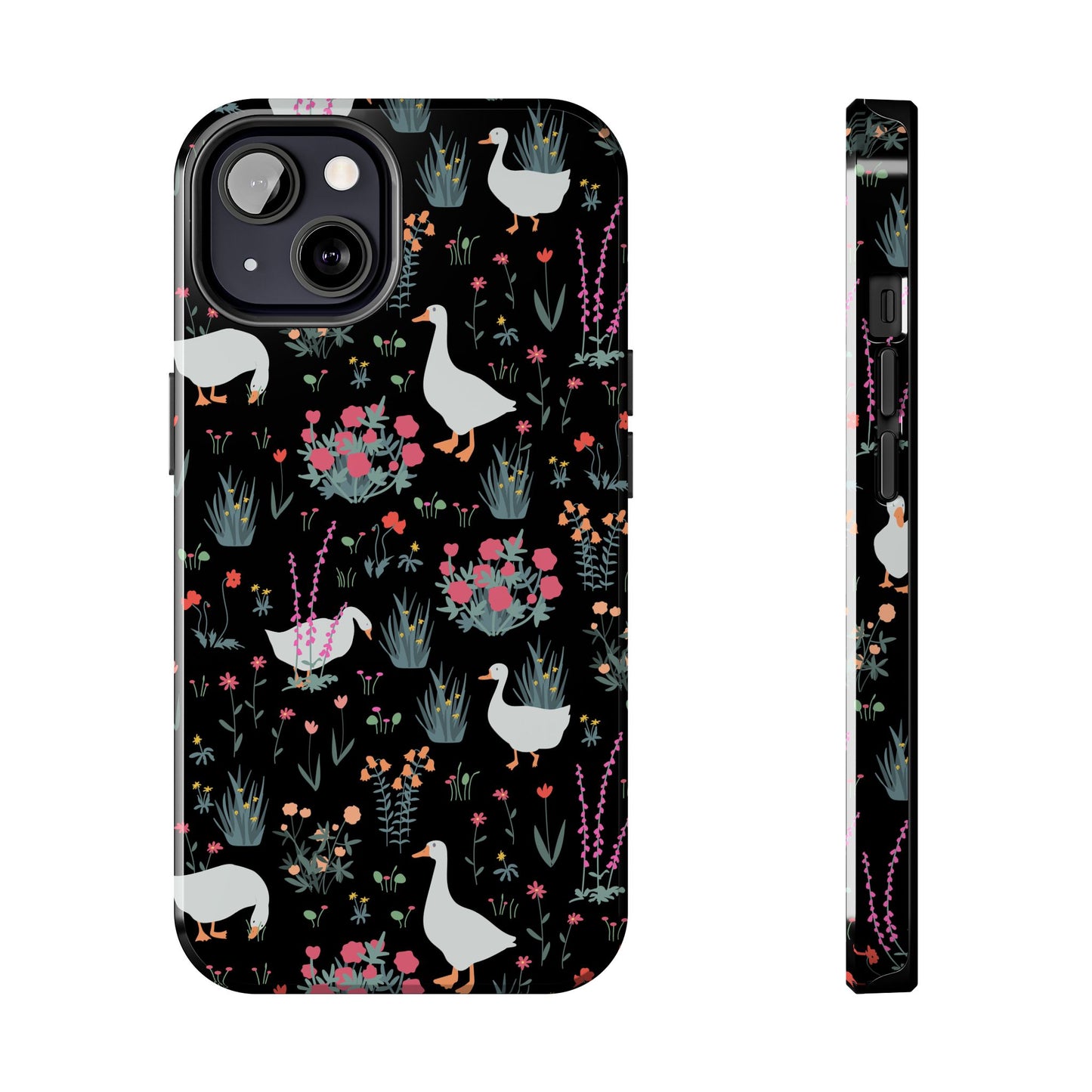 Whimsical Floral Duck Tough Phone Case - Stylish Protection for Your Device