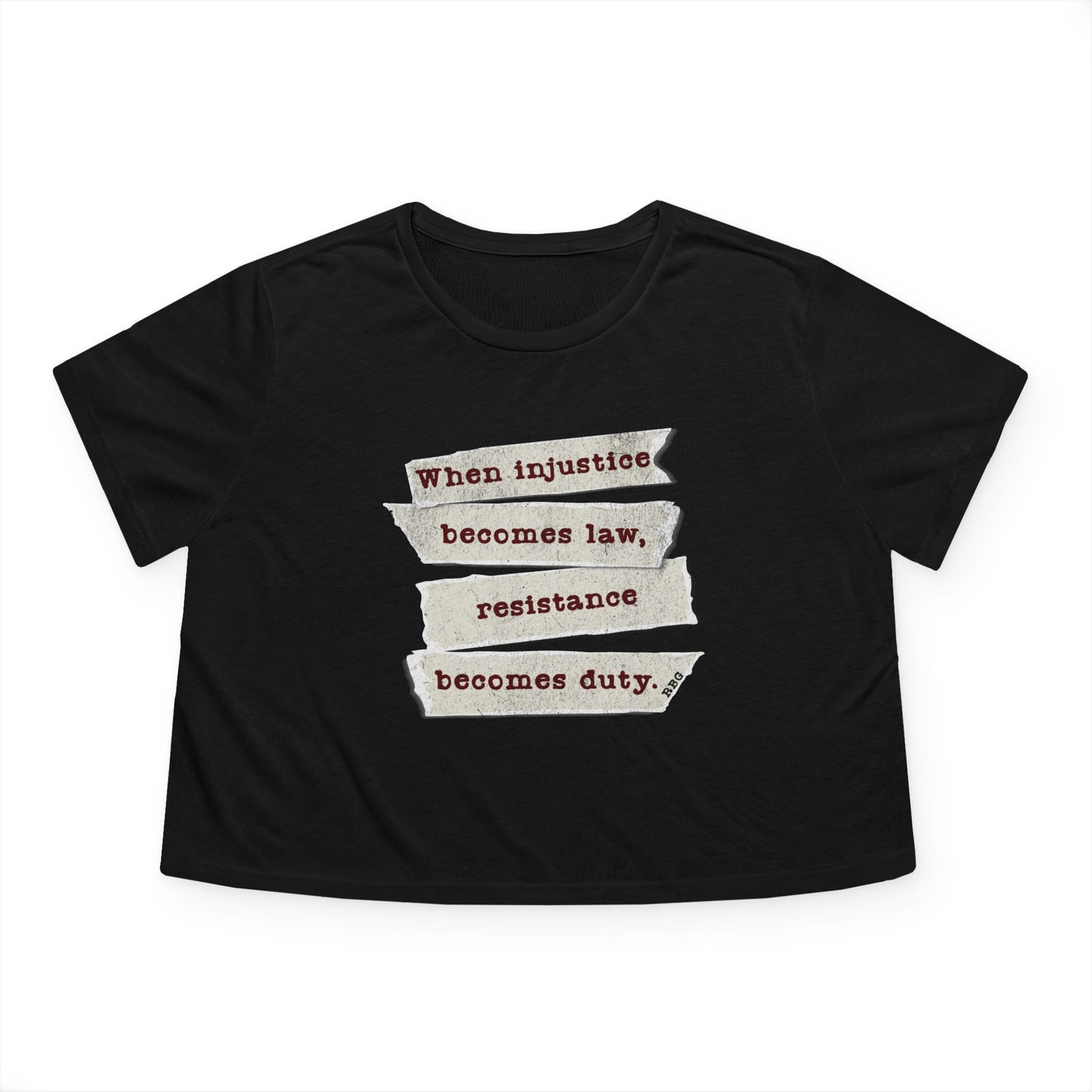 Empowering Women's Flowy Cropped Tee - 'When Injustice Becomes Law'