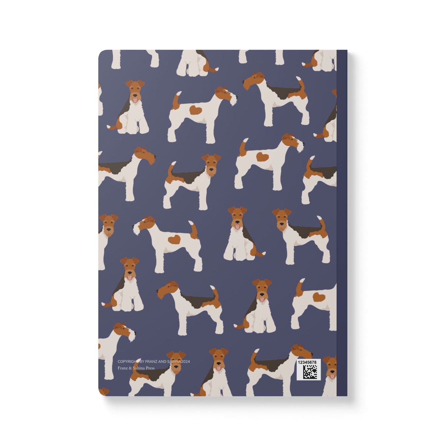 Adorable Wire Fox Terrier On Navy-Themed Softcover Journal - Perfect for Pet Lovers