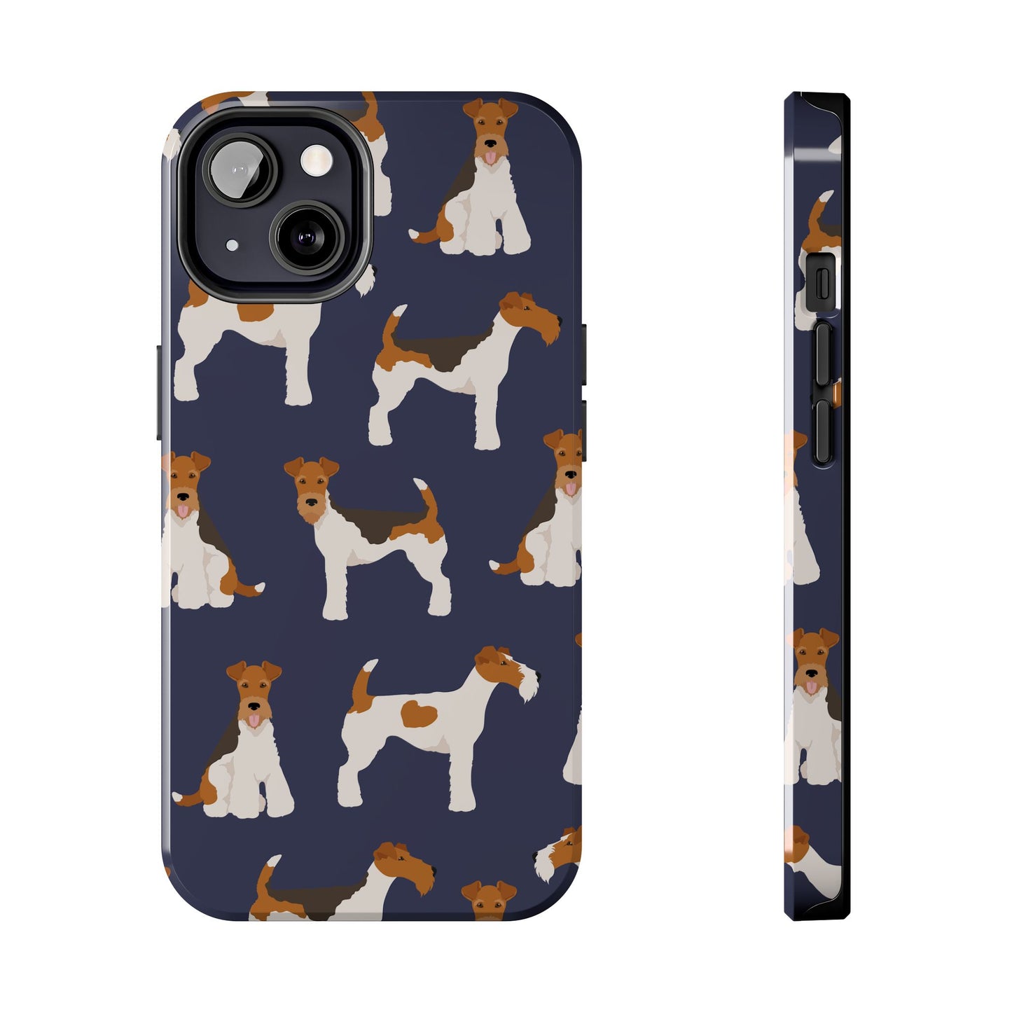 Tough Phone Cases with Adorable Fox Terrier in navy Design - Durable Pet Lover Accessory