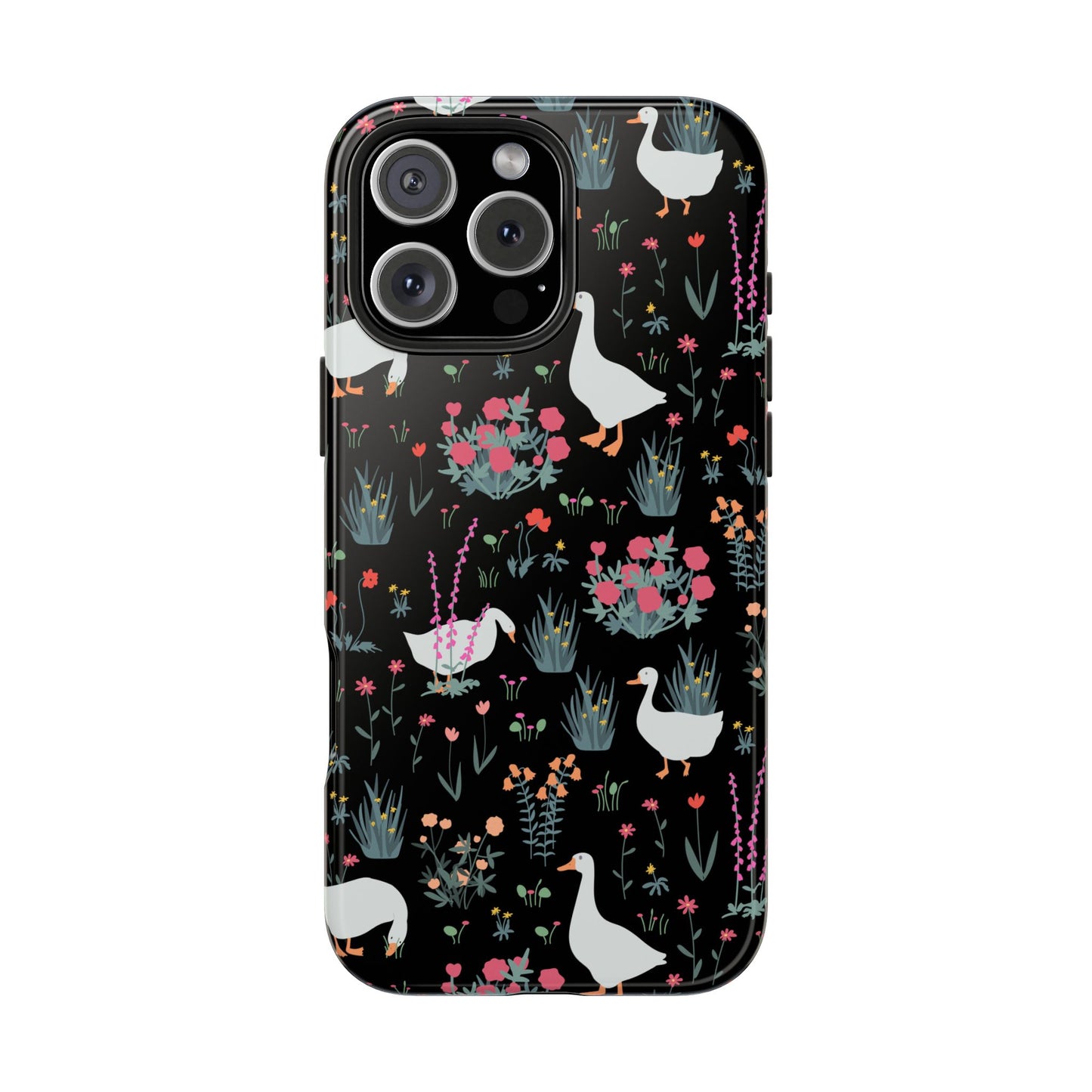 Whimsical Floral Duck Tough Phone Case - Stylish Protection for Your Device