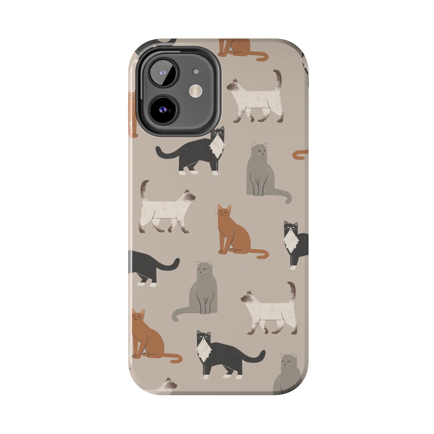 Cubist Cat Pattern Tough Phone Cases for Pet Lovers - Durable Protection and Cute Design