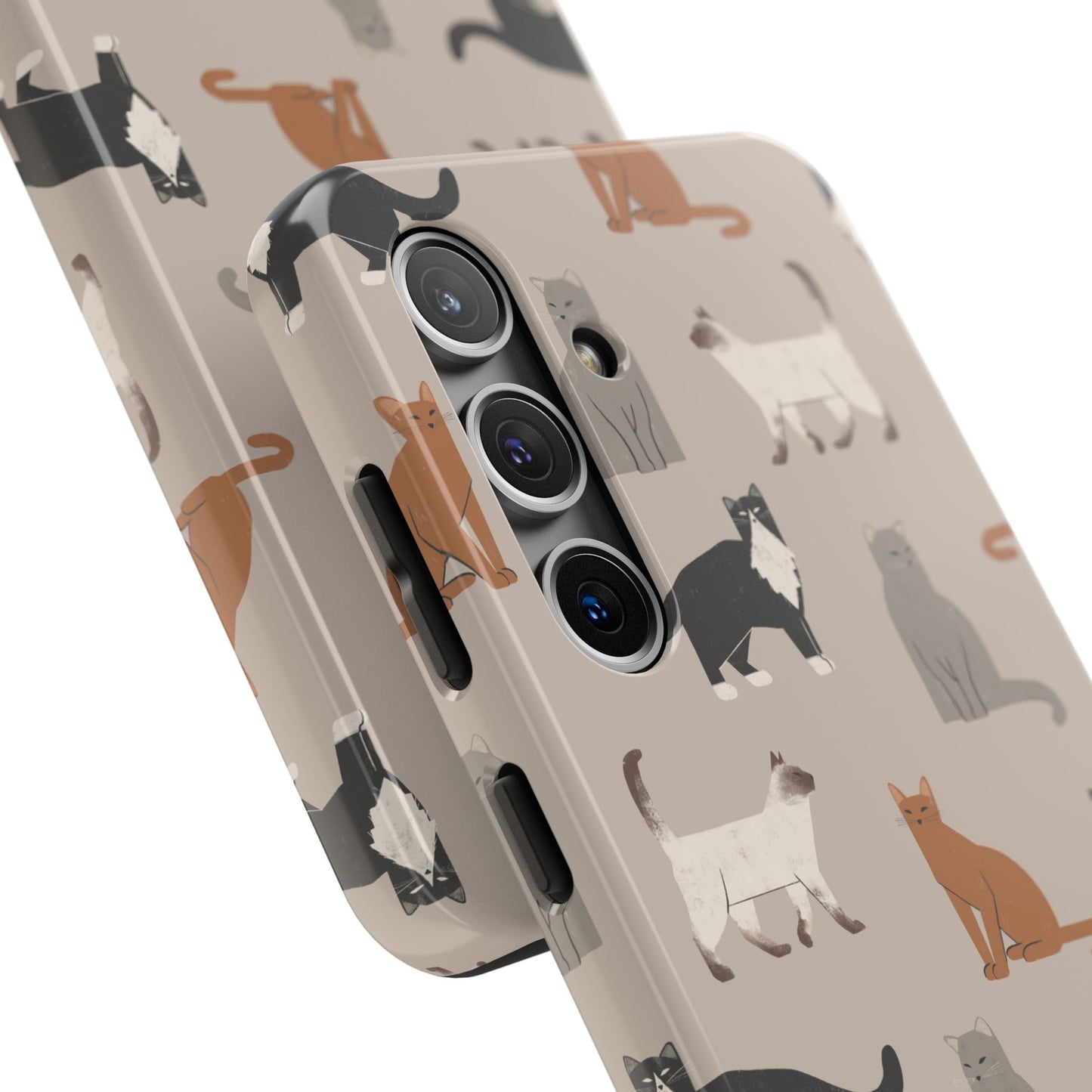 Cubist Cat Pattern Tough Phone Cases for Pet Lovers - Durable Protection and Cute Design