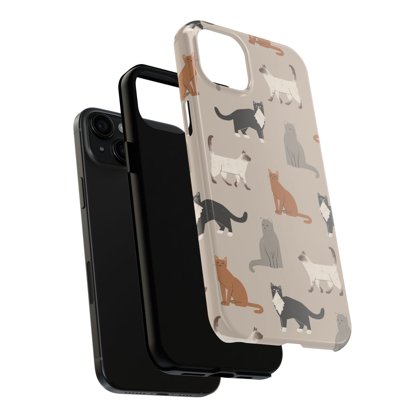 Cubist Cat Pattern Tough Phone Cases for Pet Lovers - Durable Protection and Cute Design