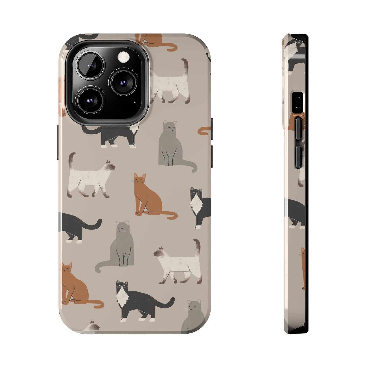 Cubist Cat Pattern Tough Phone Cases for Pet Lovers - Durable Protection and Cute Design