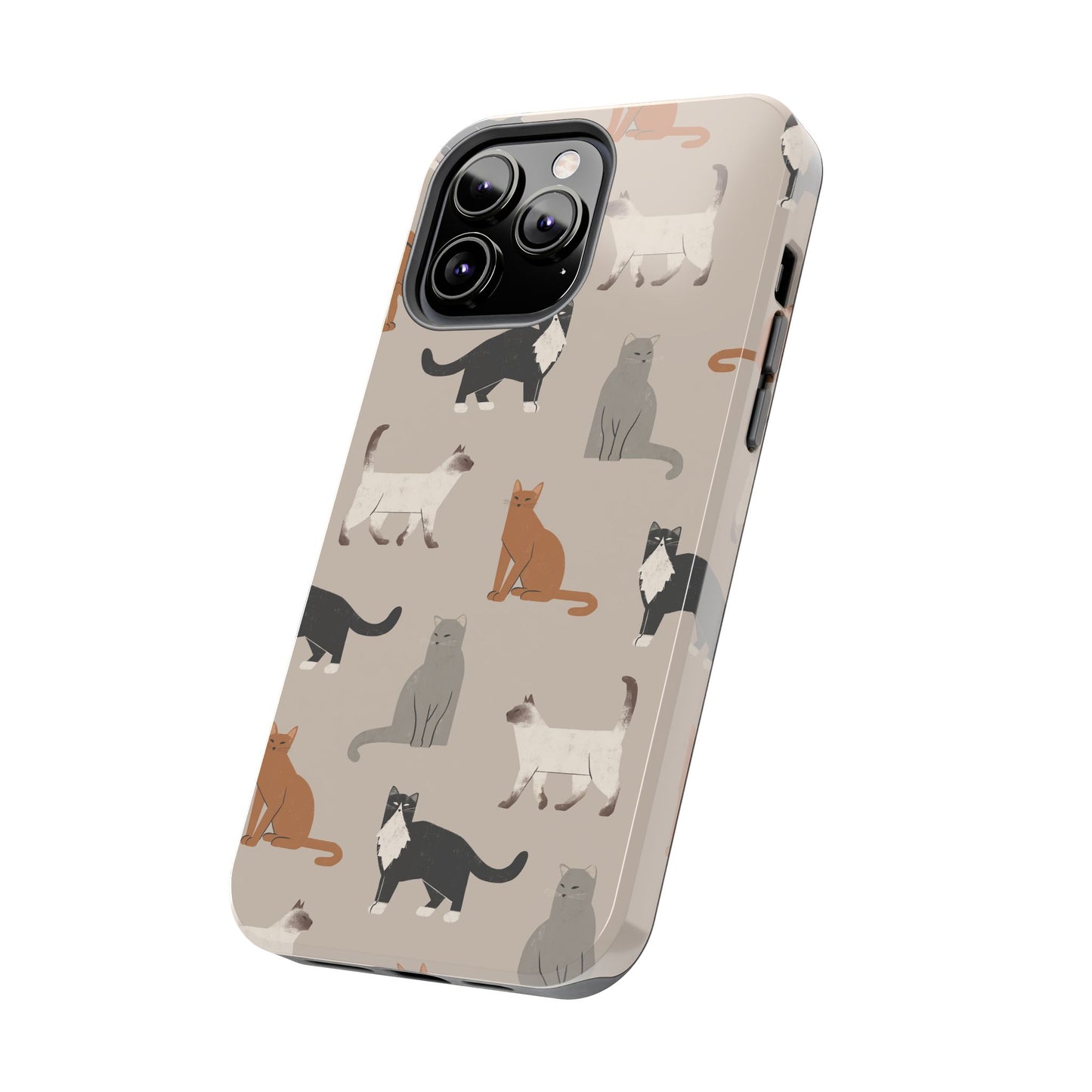 Cubist Cat Pattern Tough Phone Cases for Pet Lovers - Durable Protection and Cute Design
