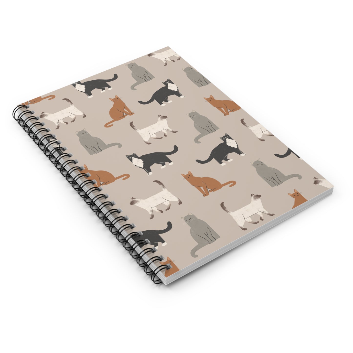 Cute Cubist Cat Pattern Spiral Notebook - Perfect for Cat Lovers