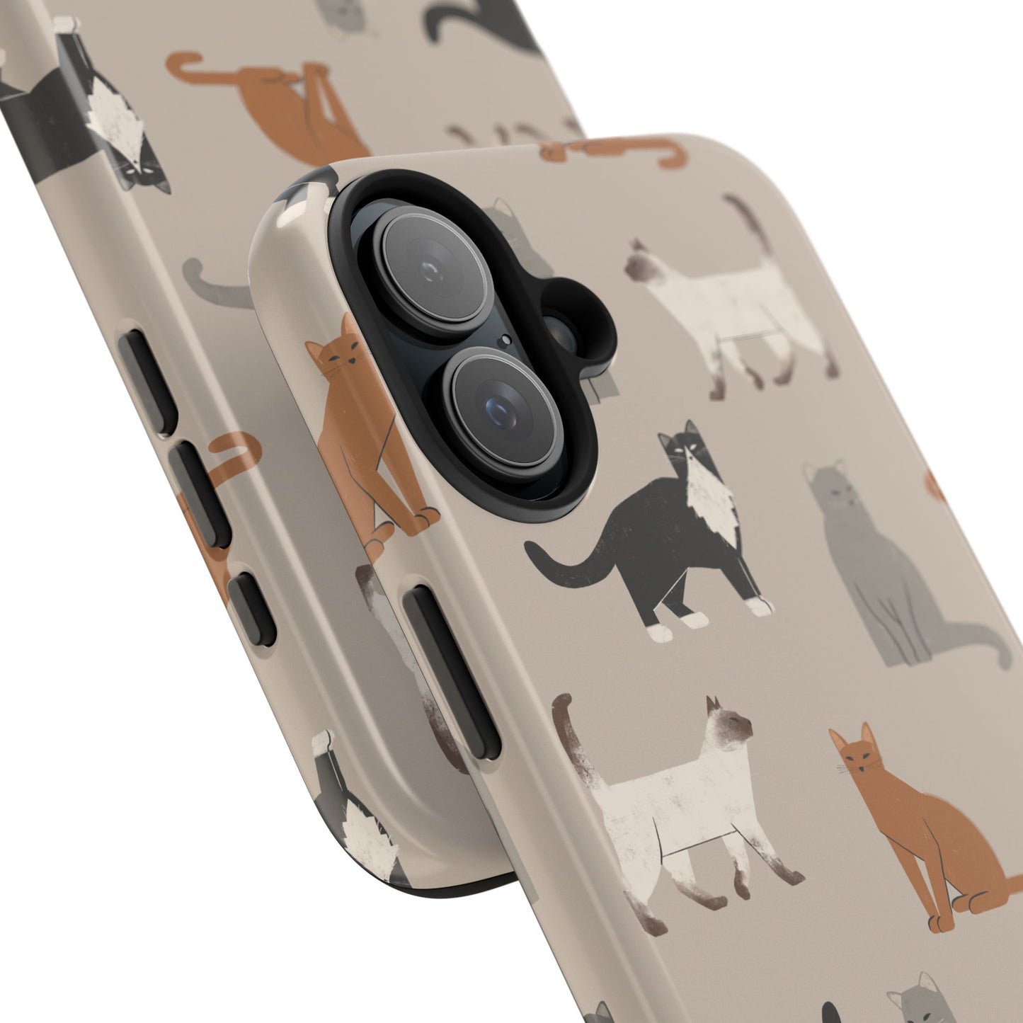 Cubist Cat Pattern Tough Phone Cases for Pet Lovers - Durable Protection and Cute Design