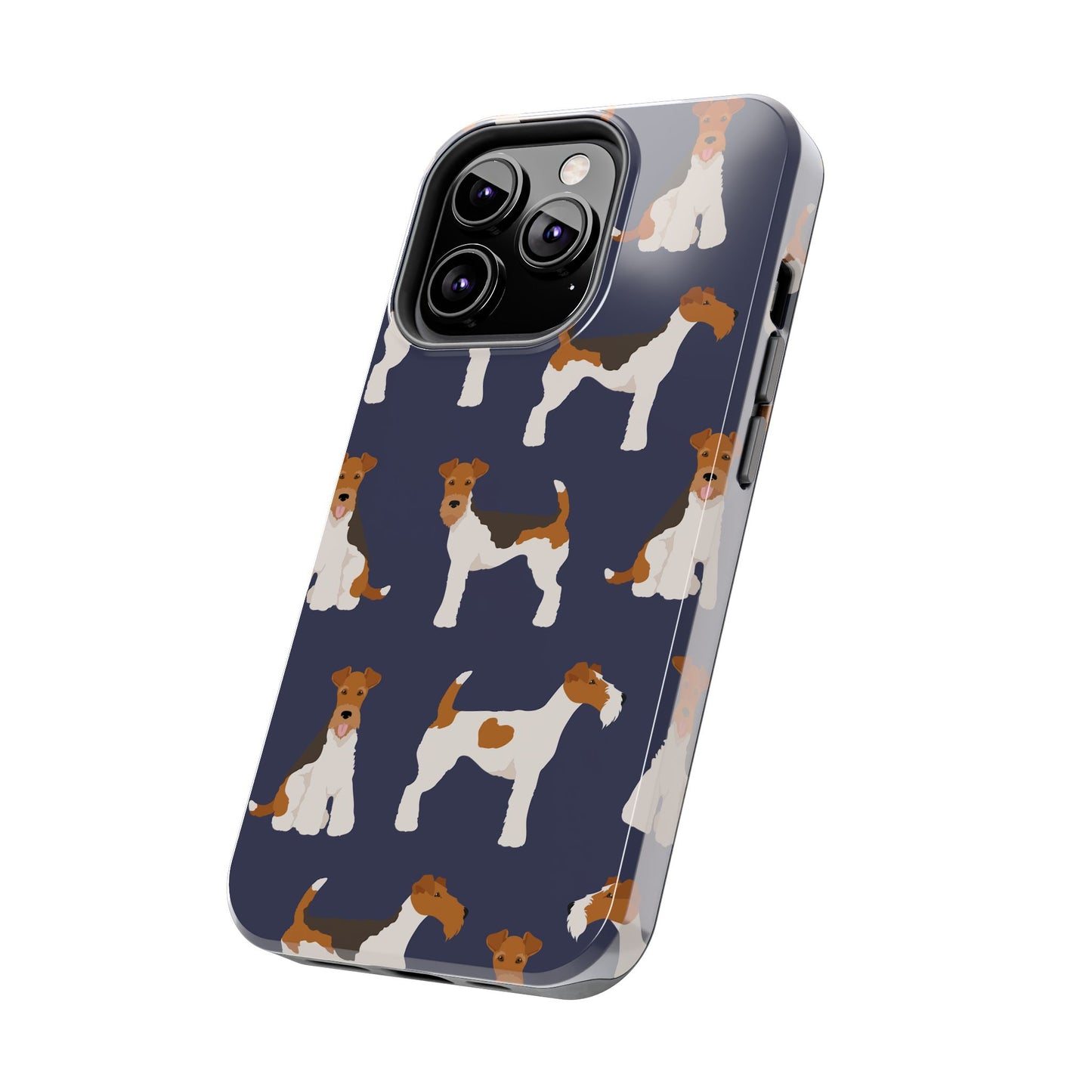 Tough Phone Cases with Adorable Fox Terrier in navy Design - Durable Pet Lover Accessory