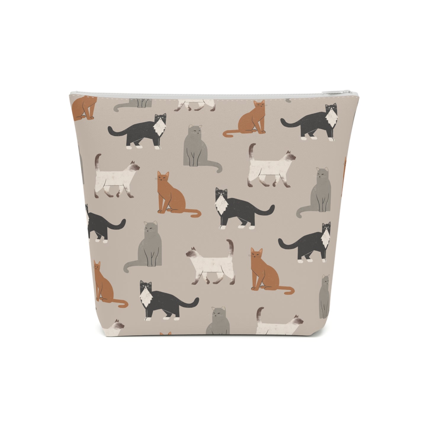 Cute Cubist Cat Print Cotton Cosmetic Bag - Pet Lover Gift