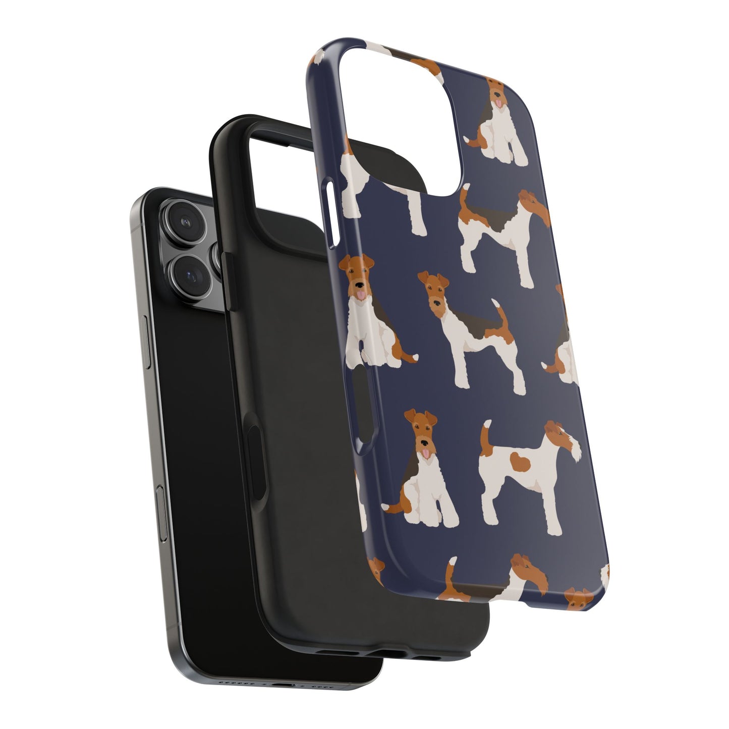 Tough Phone Cases with Adorable Fox Terrier in navy Design - Durable Pet Lover Accessory
