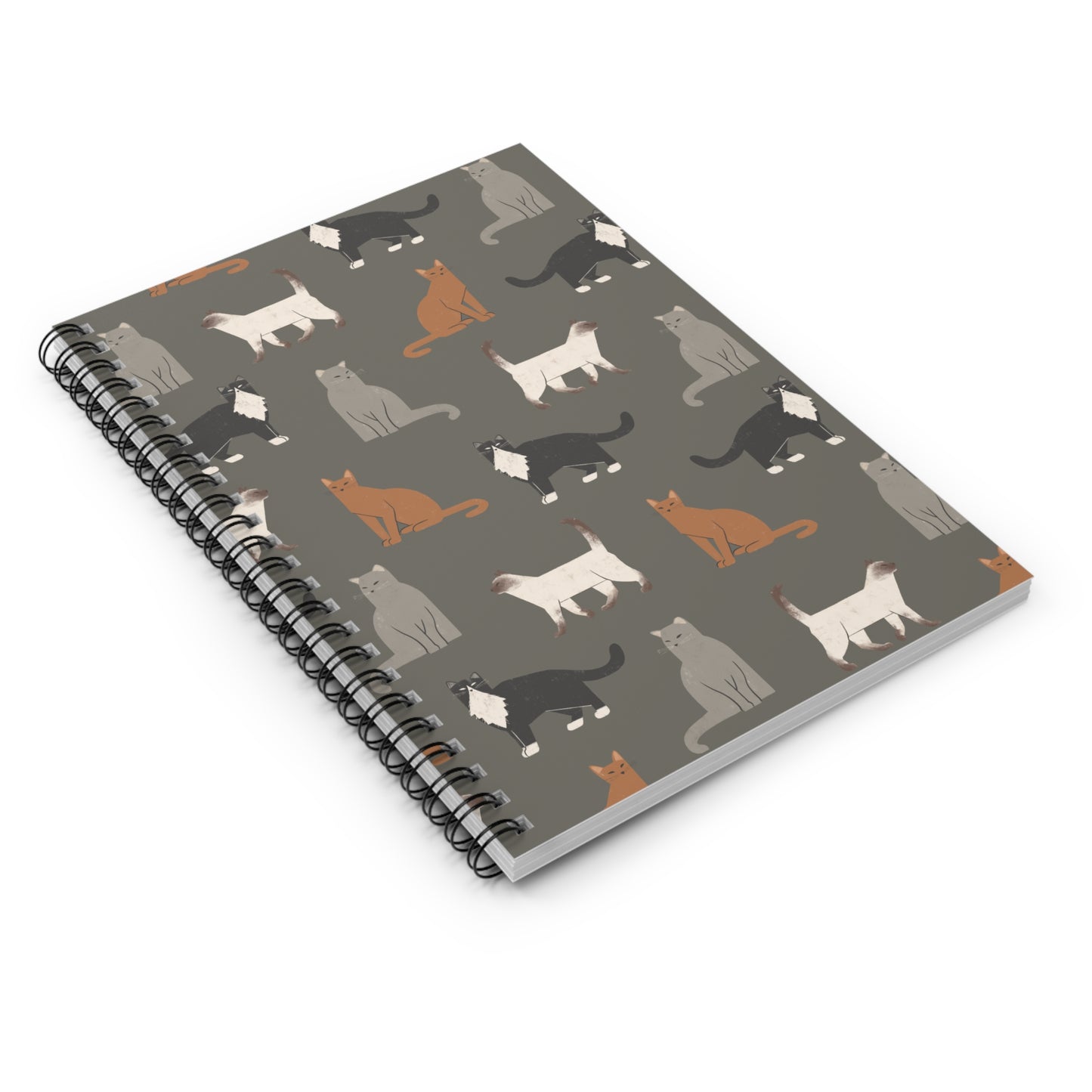 Cute Cubist Cat Pattern Spiral Notebook - Perfect for Cat Lovers