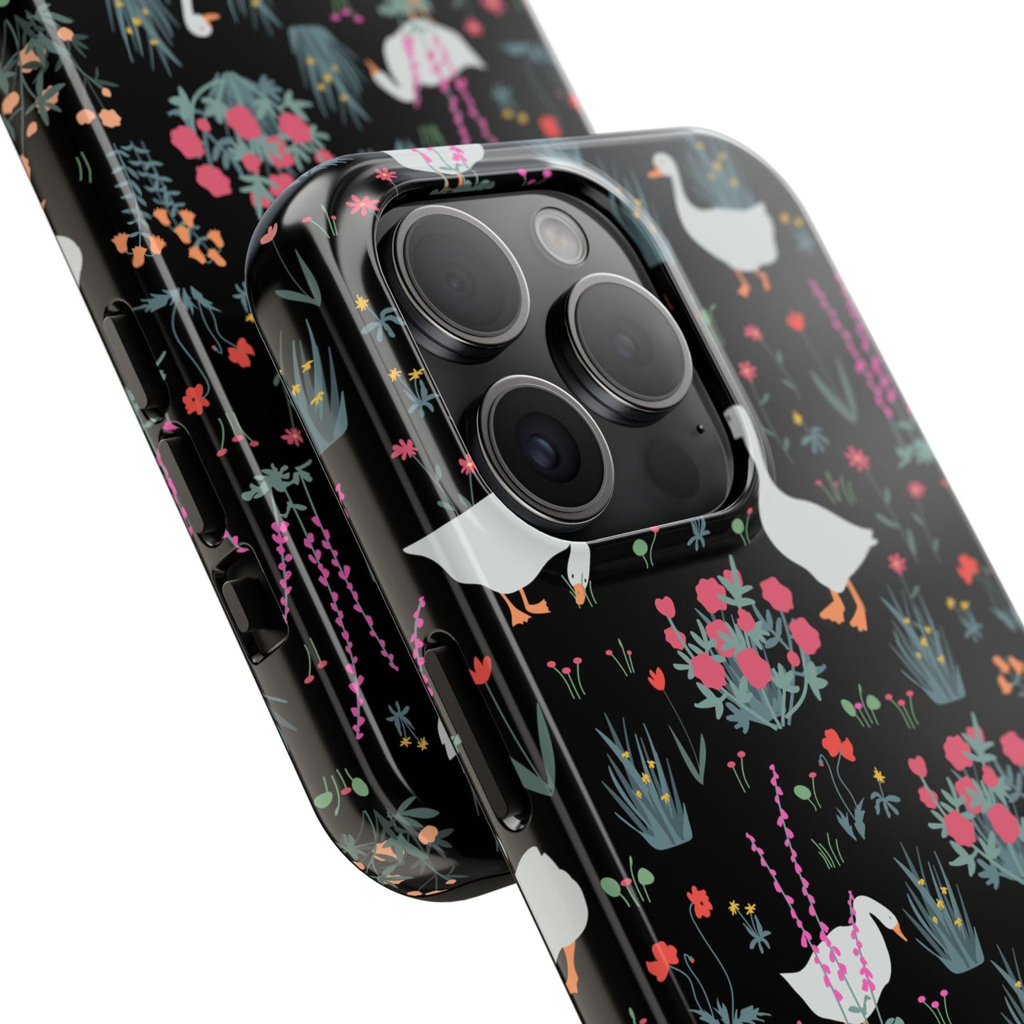 Whimsical Floral Duck Tough Phone Case - Stylish Protection for Your Device