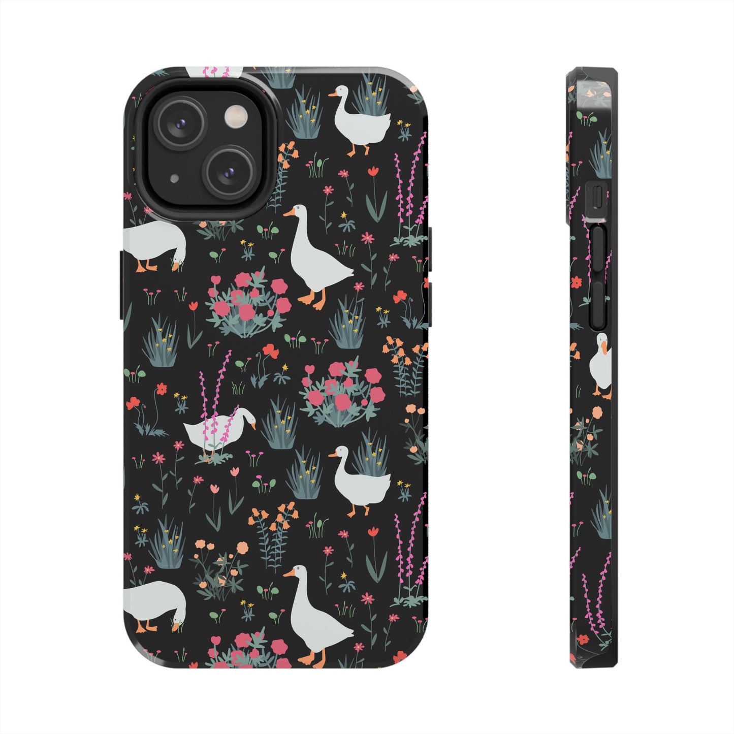 Whimsical Floral Duck Tough Phone Case - Stylish Protection for Your Device