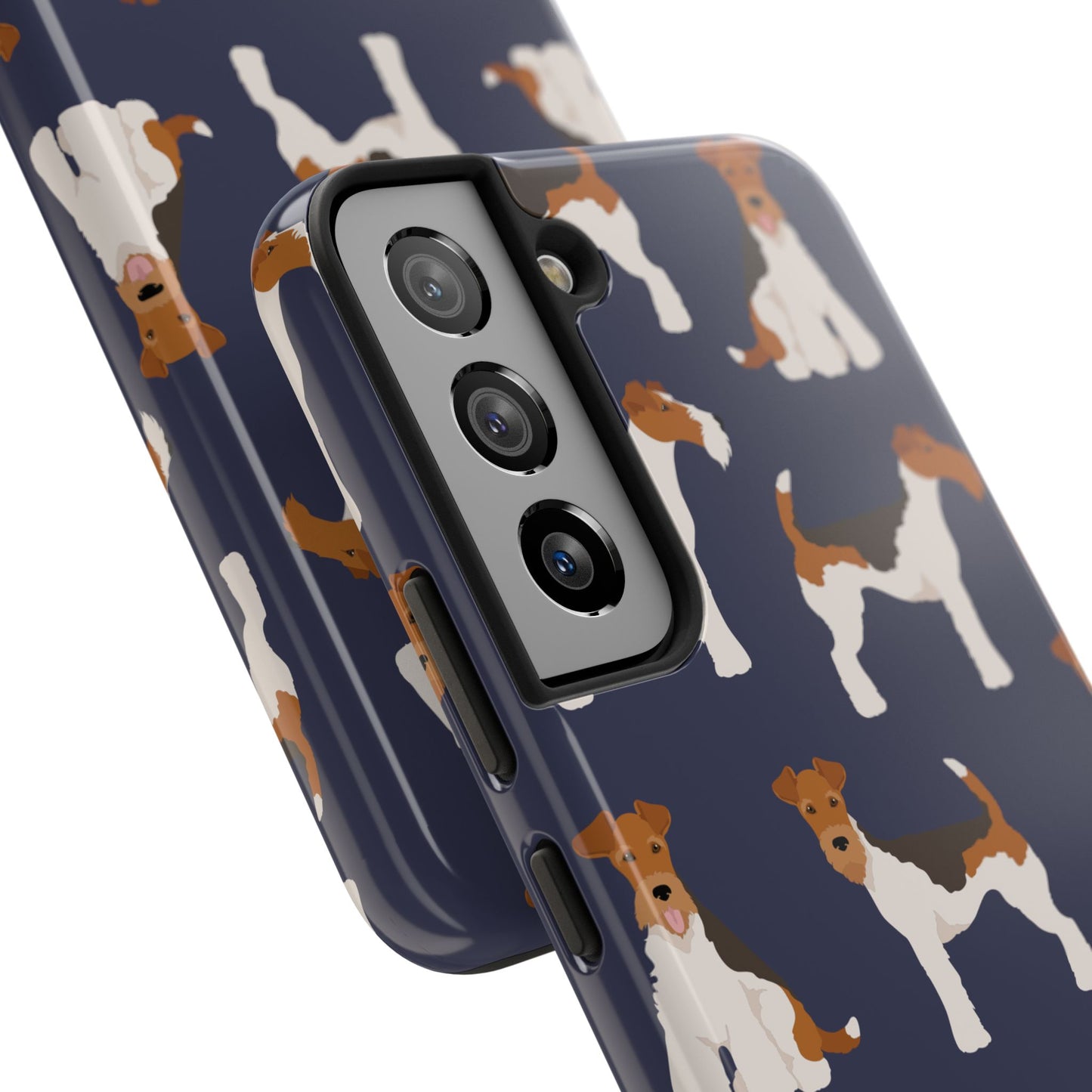 Tough Phone Cases with Adorable Fox Terrier in navy Design - Durable Pet Lover Accessory
