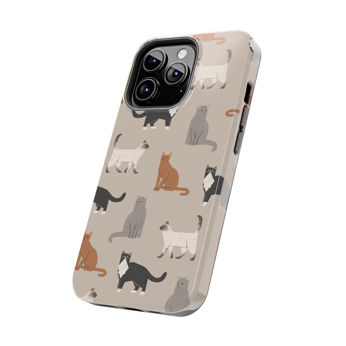 Cubist Cat Pattern Tough Phone Cases for Pet Lovers - Durable Protection and Cute Design