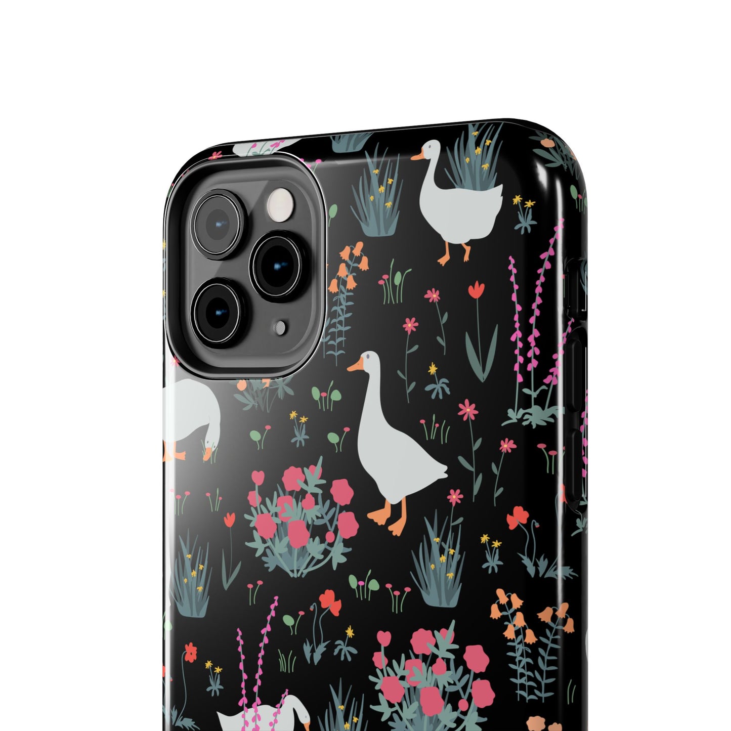Whimsical Floral Duck Tough Phone Case - Stylish Protection for Your Device