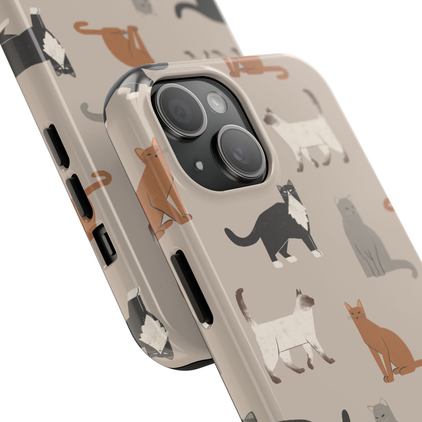 Cubist Cat Pattern Tough Phone Cases for Pet Lovers - Durable Protection and Cute Design