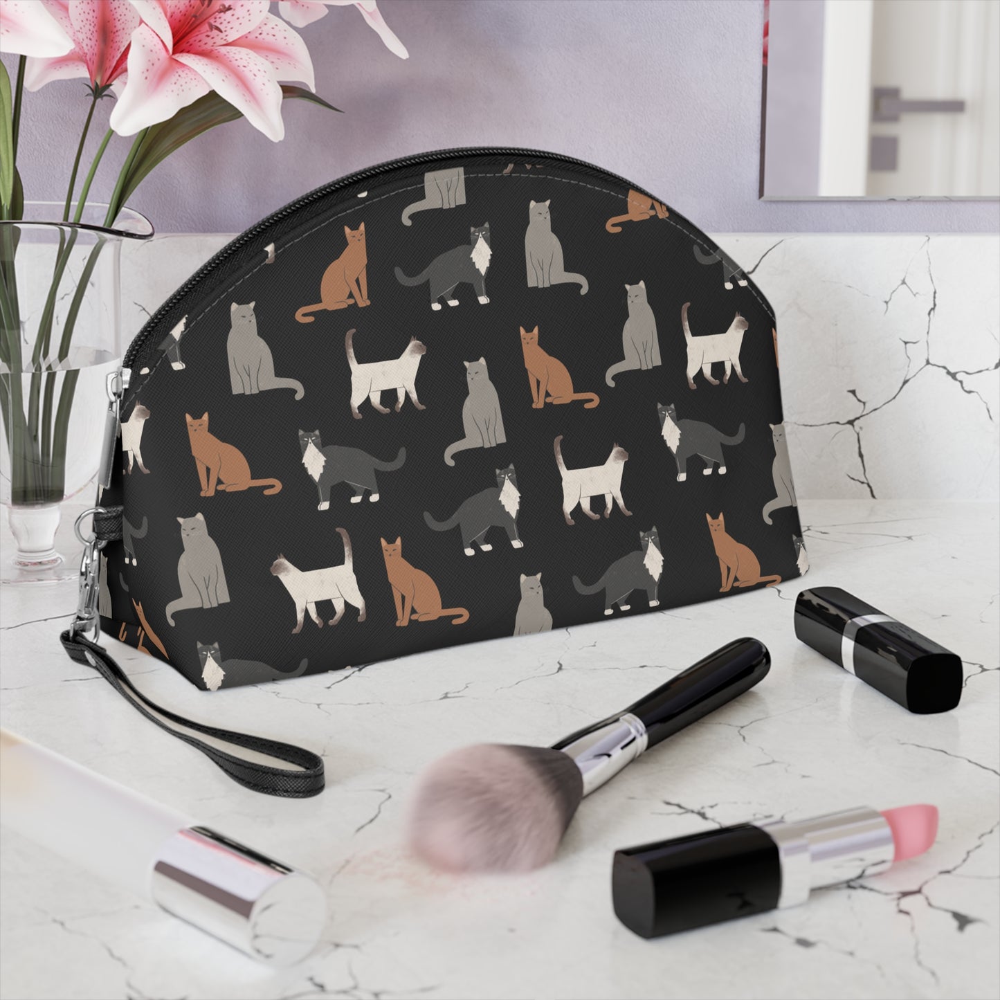 Adorable Cubist Cat-Themed Makeup Bag for Animal Lovers