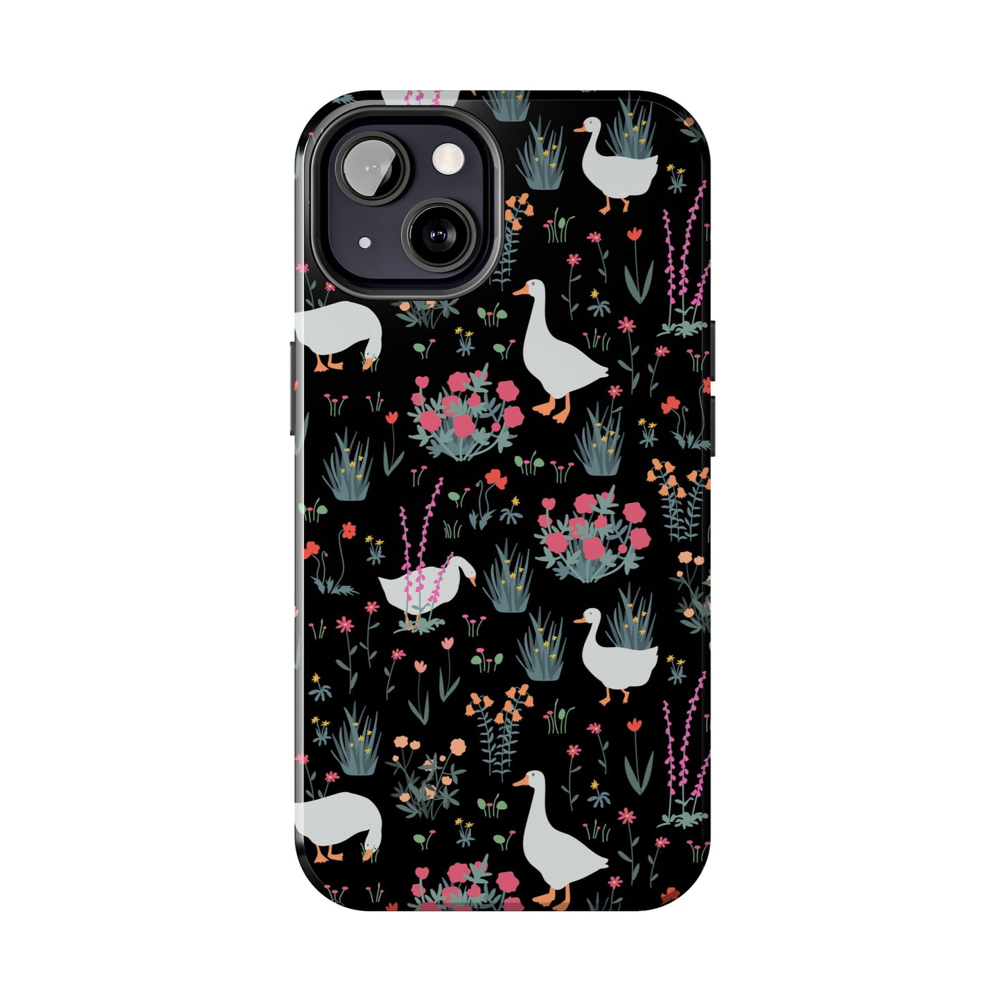 Whimsical Floral Duck Tough Phone Case - Stylish Protection for Your Device