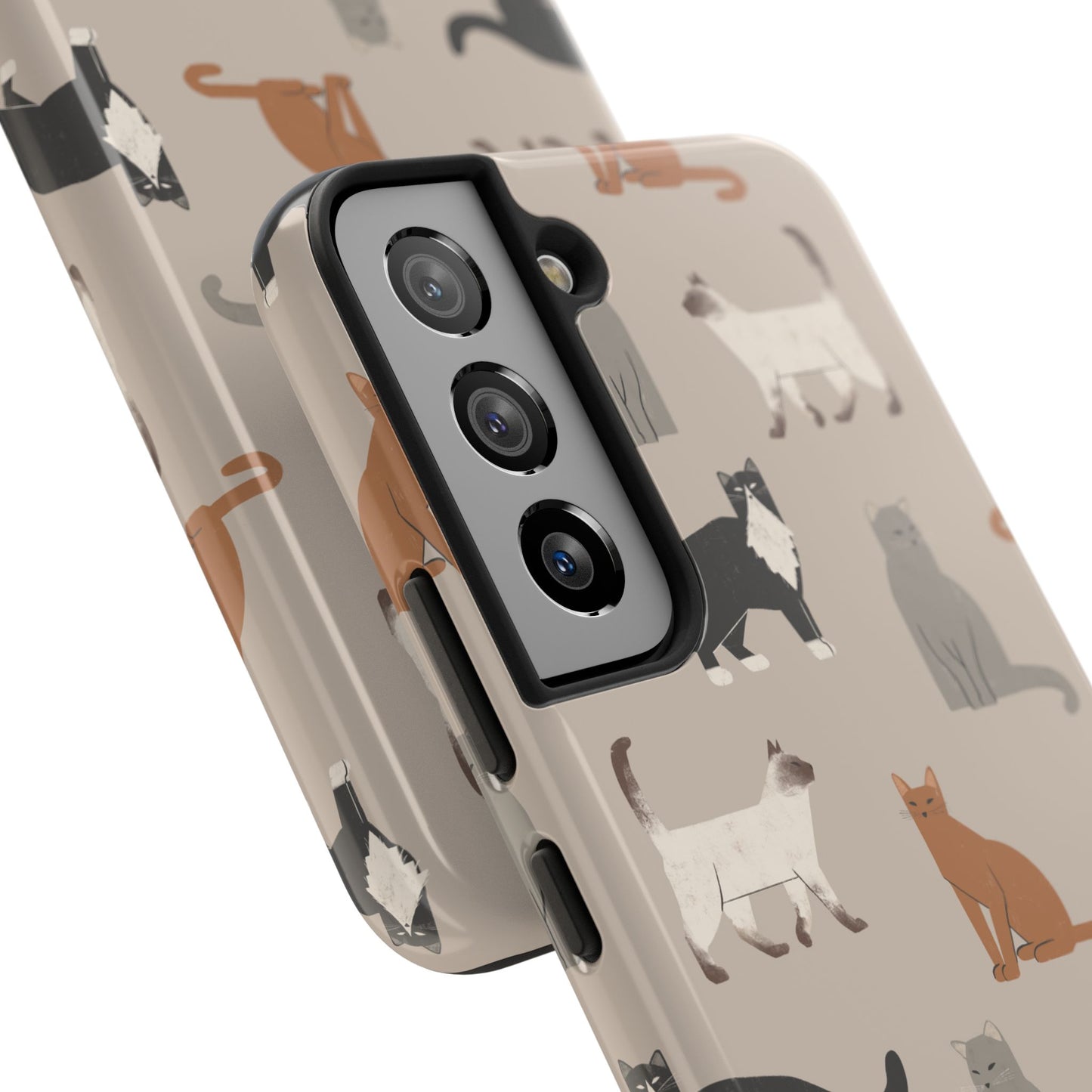 Cubist Cat Pattern Tough Phone Cases for Pet Lovers - Durable Protection and Cute Design