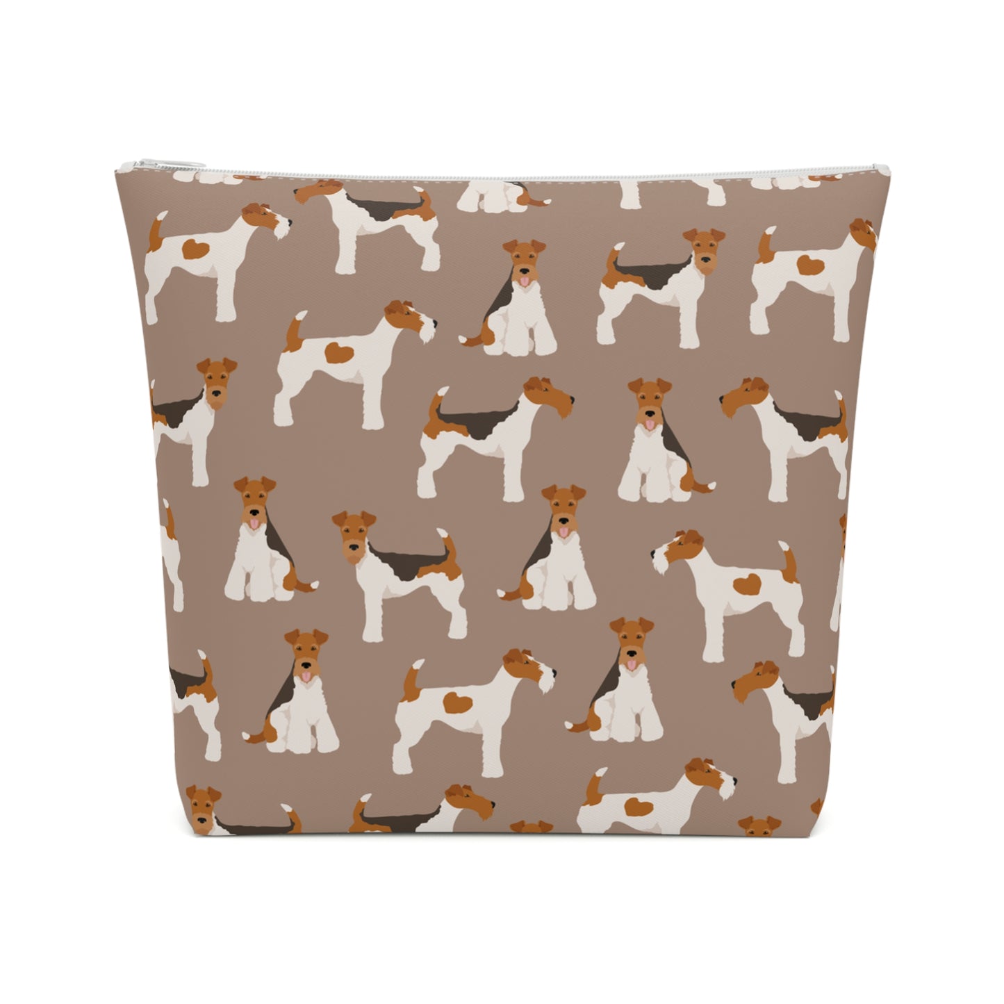 Adorable Wire Fox Terrier Patterned Cotton Cosmetic Bag - Perfect Gift for Pet Lovers