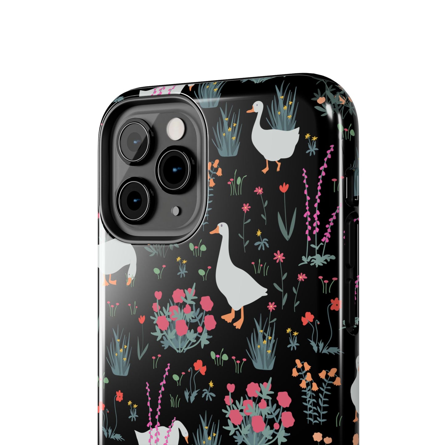 Whimsical Floral Duck Tough Phone Case - Stylish Protection for Your Device