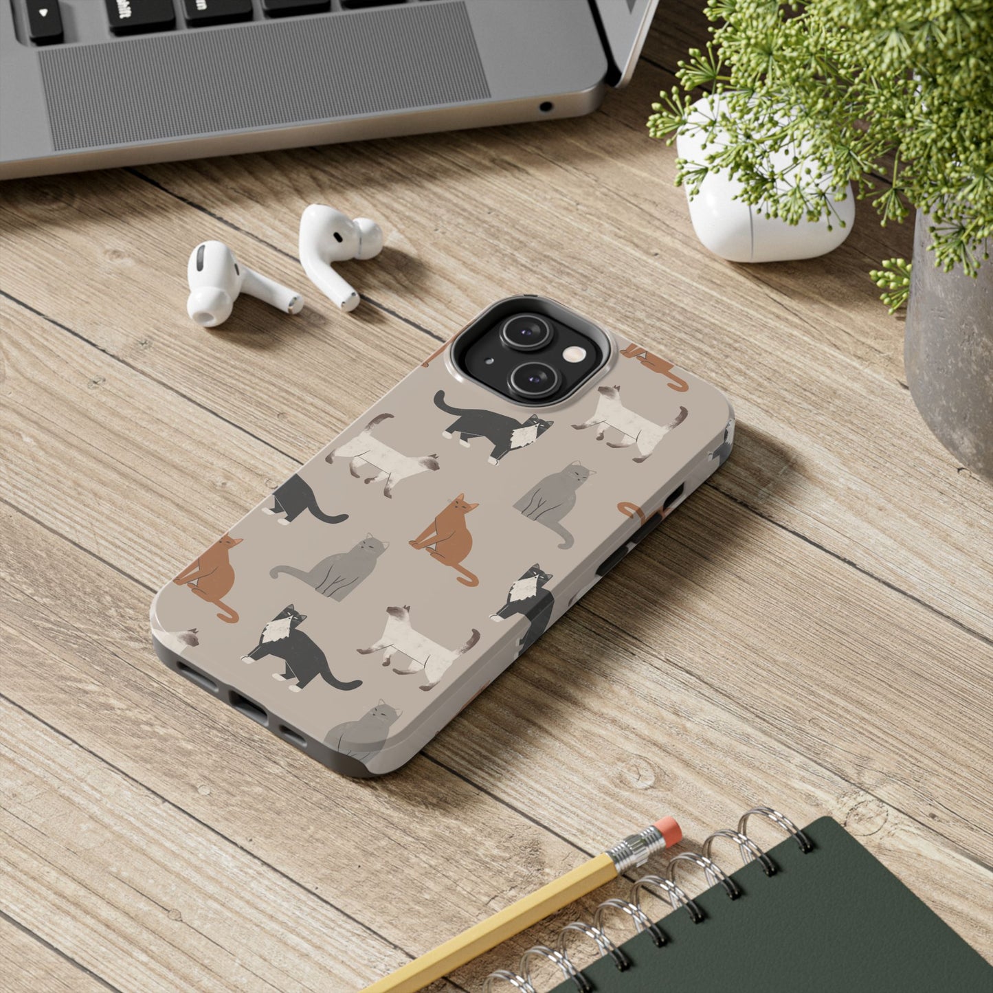 Cubist Cat Pattern Tough Phone Cases for Pet Lovers - Durable Protection and Cute Design