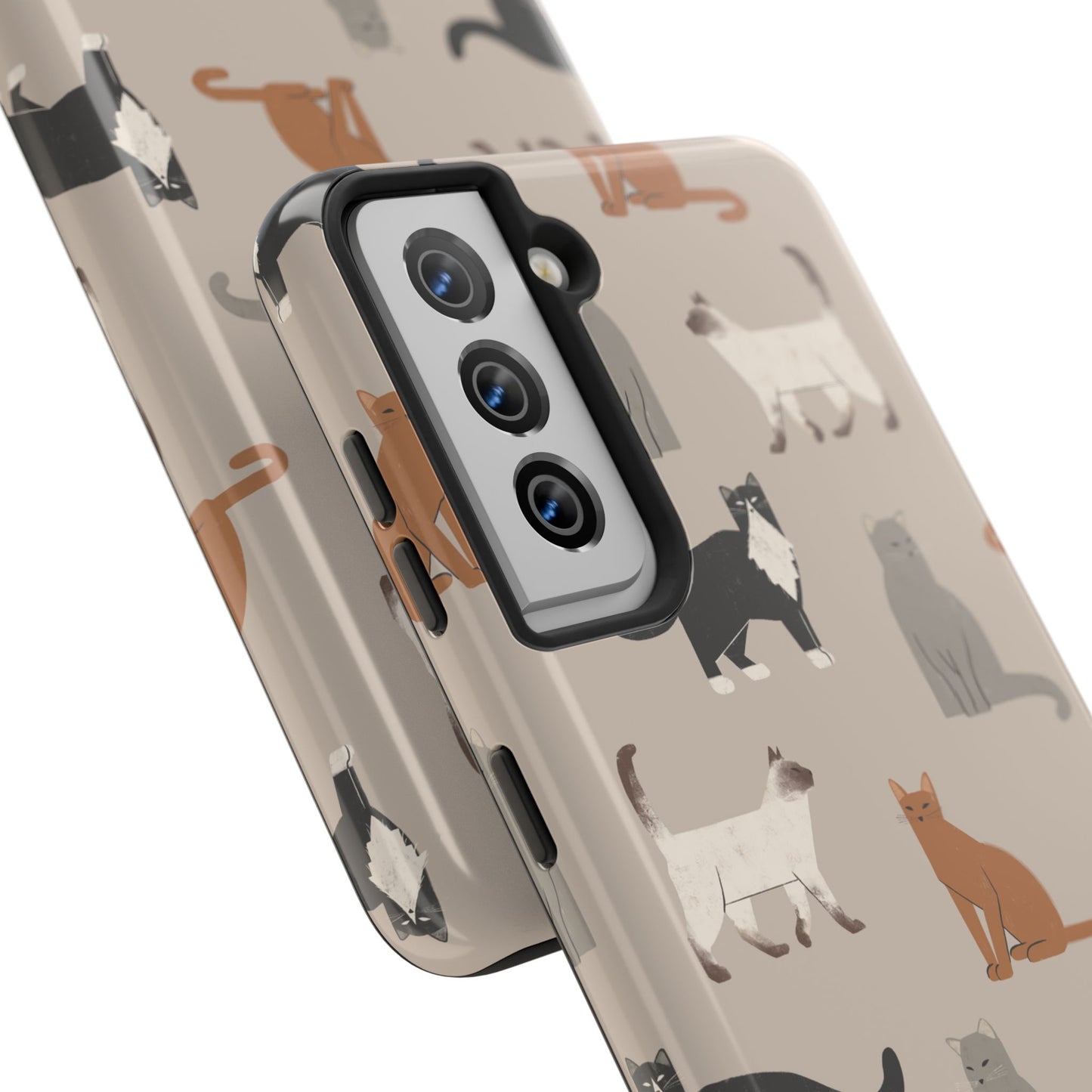 Cubist Cat Pattern Tough Phone Cases for Pet Lovers - Durable Protection and Cute Design