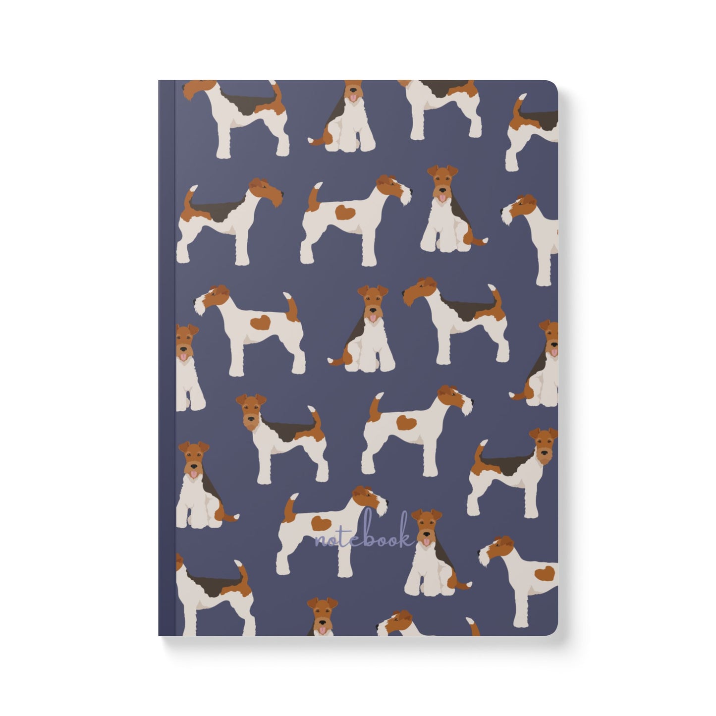 Adorable Wire Fox Terrier On Navy-Themed Softcover Journal - Perfect for Pet Lovers