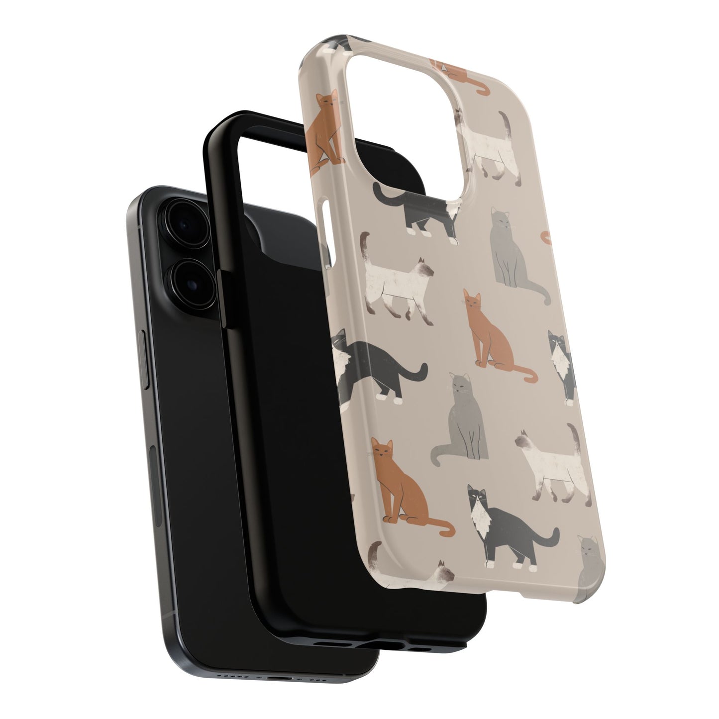 Cubist Cat Pattern Tough Phone Cases for Pet Lovers - Durable Protection and Cute Design