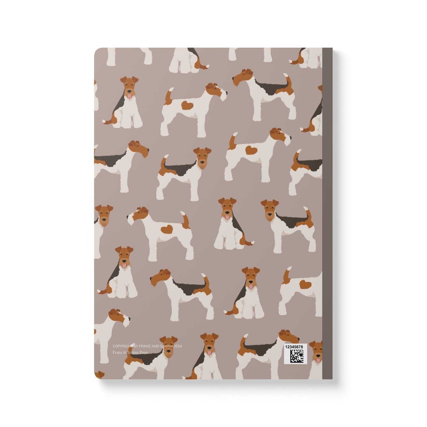Adorable Wire Fox Terrier On Khaki-Themed Softcover Journal - Perfect for Pet Lovers