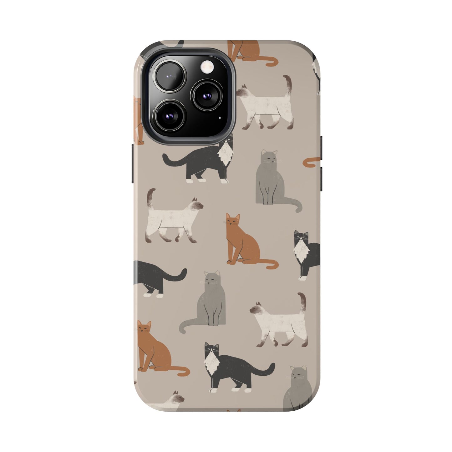 Cubist Cat Pattern Tough Phone Cases for Pet Lovers - Durable Protection and Cute Design