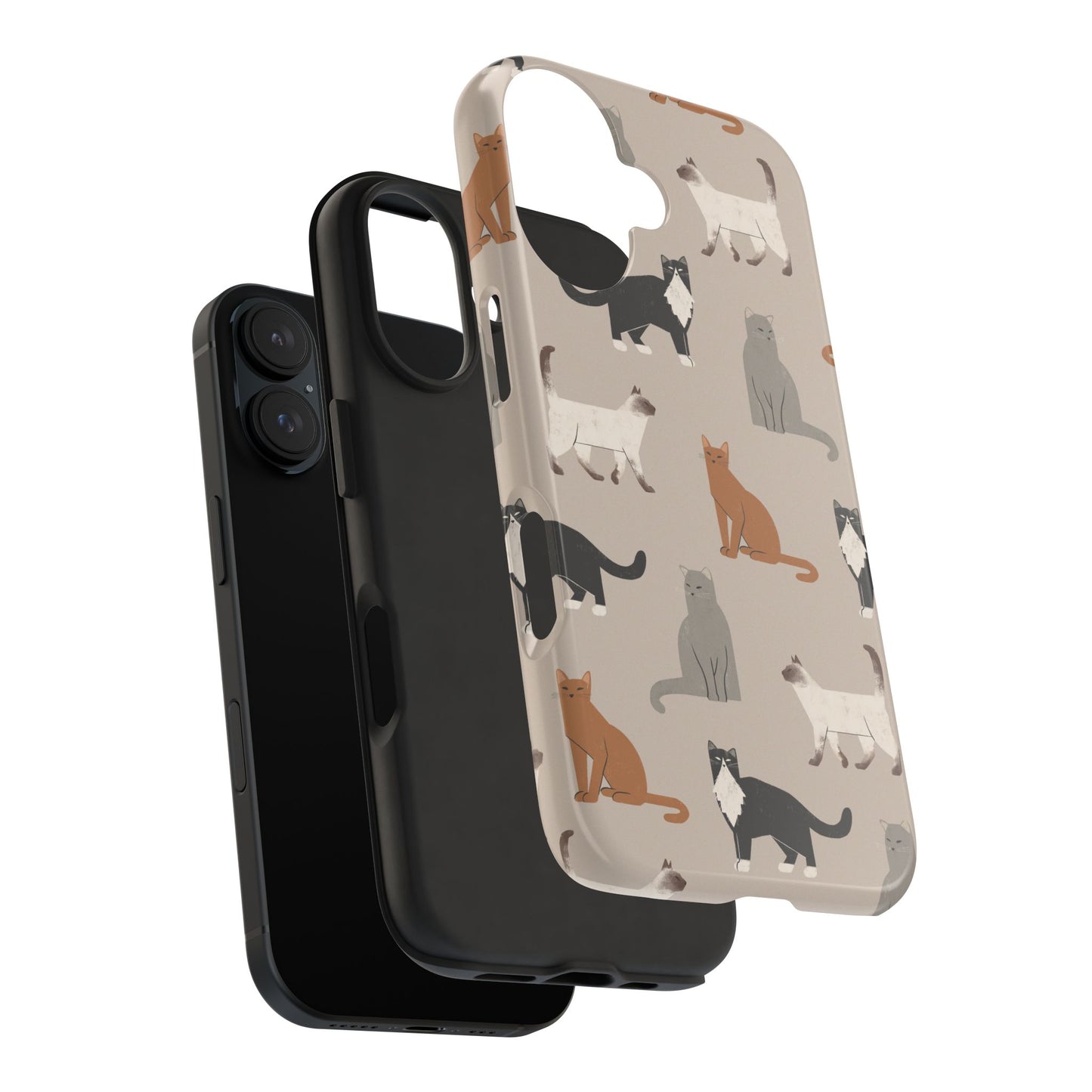 Cubist Cat Pattern Tough Phone Cases for Pet Lovers - Durable Protection and Cute Design