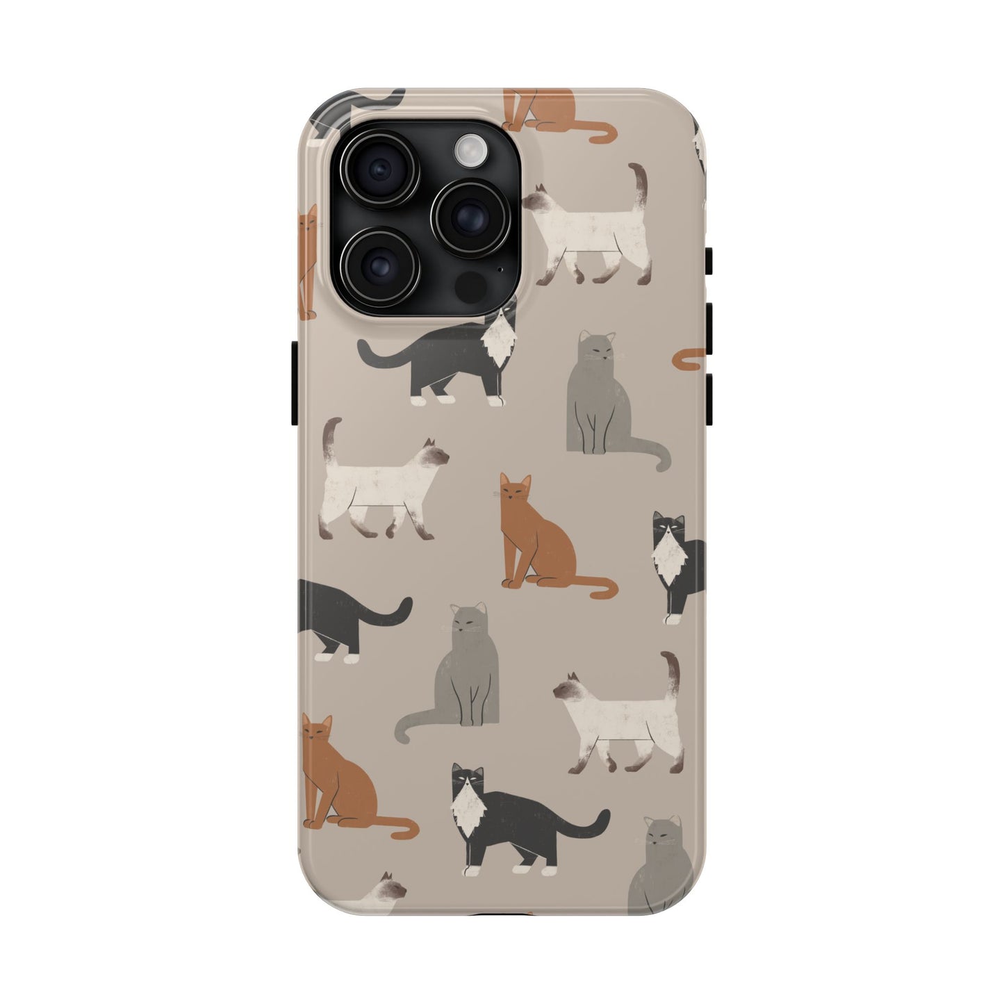 Cubist Cat Pattern Tough Phone Cases for Pet Lovers - Durable Protection and Cute Design