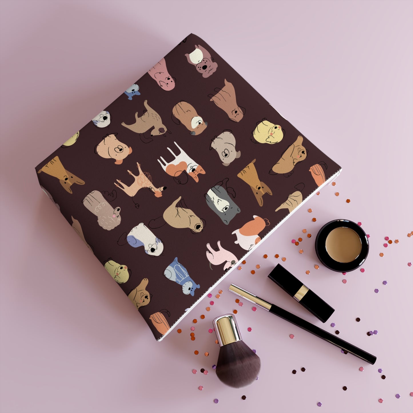 Adorable Dog Patterned Cotton Cosmetic Bag - Perfect Gift for Pet Lovers