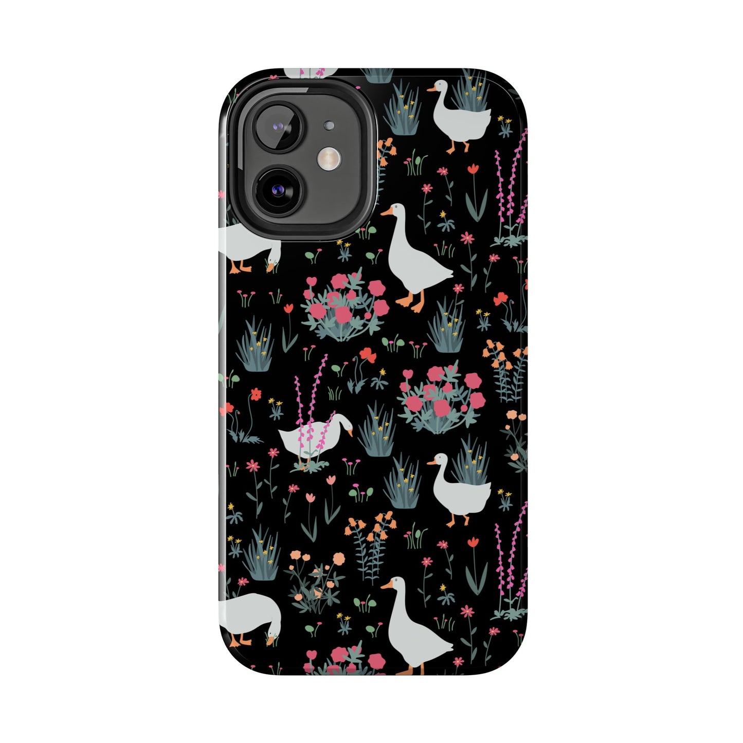 Whimsical Floral Duck Tough Phone Case - Stylish Protection for Your Device
