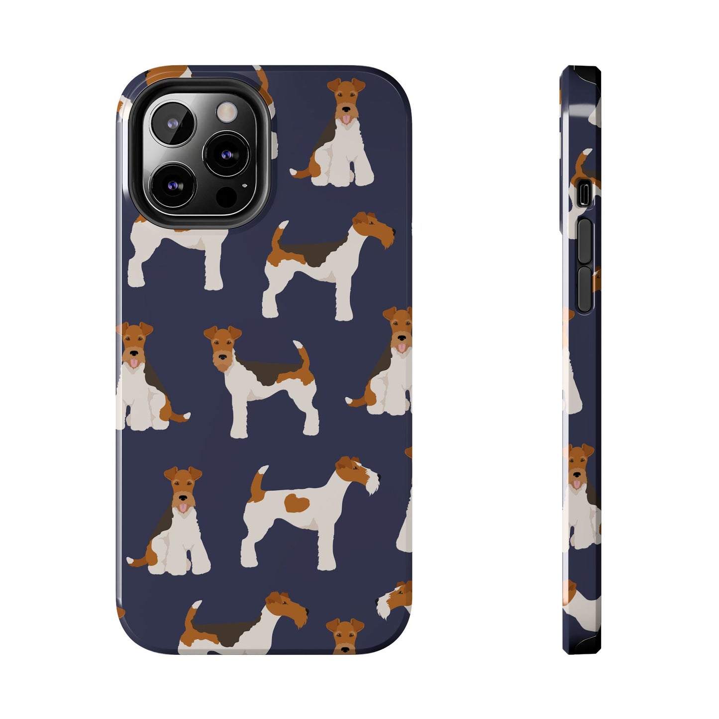 Tough Phone Cases with Adorable Fox Terrier in navy Design - Durable Pet Lover Accessory