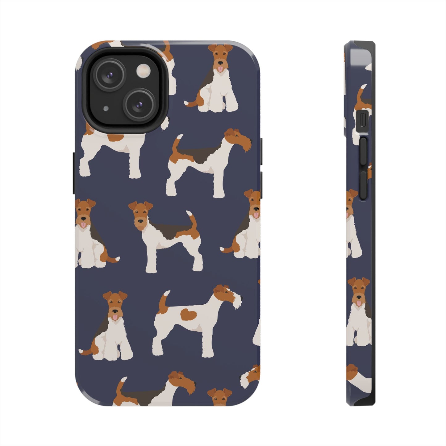 Tough Phone Cases with Adorable Fox Terrier in navy Design - Durable Pet Lover Accessory