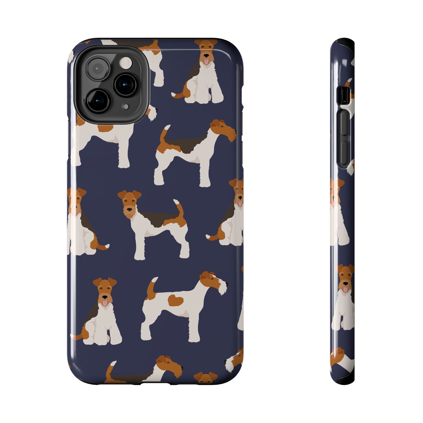 Tough Phone Cases with Adorable Fox Terrier in navy Design - Durable Pet Lover Accessory