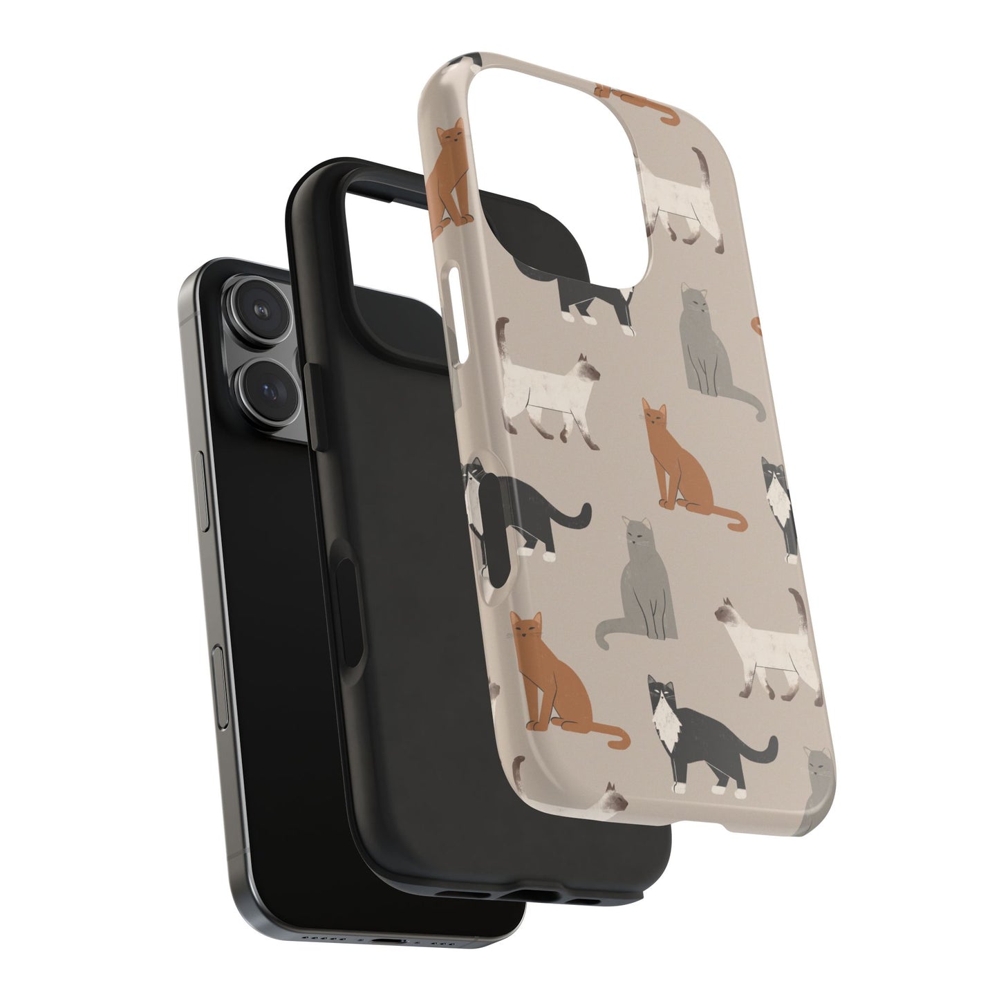 Cubist Cat Pattern Tough Phone Cases for Pet Lovers - Durable Protection and Cute Design