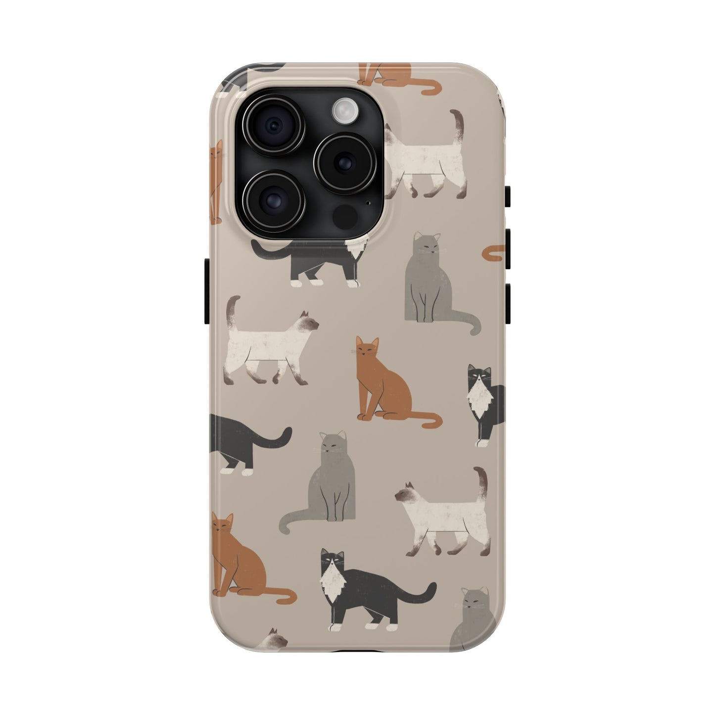 Cubist Cat Pattern Tough Phone Cases for Pet Lovers - Durable Protection and Cute Design