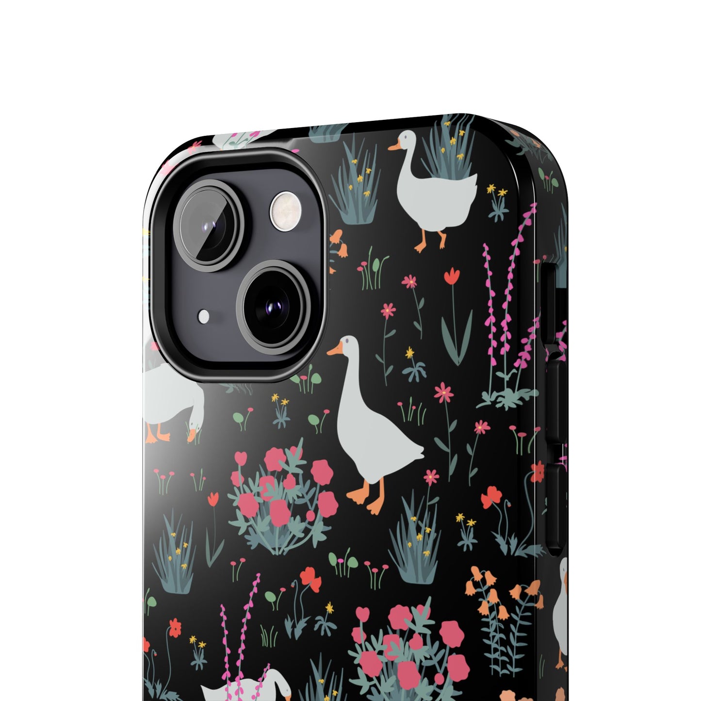 Whimsical Floral Duck Tough Phone Case - Stylish Protection for Your Device
