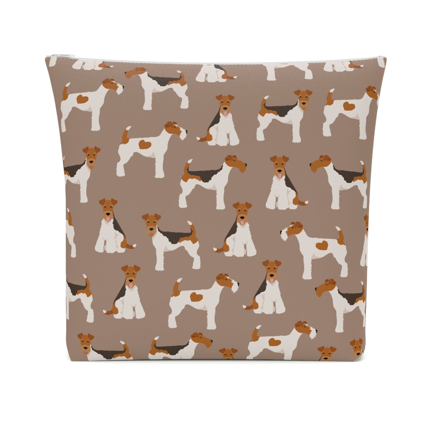 Adorable Wire Fox Terrier Patterned Cotton Cosmetic Bag - Perfect Gift for Pet Lovers