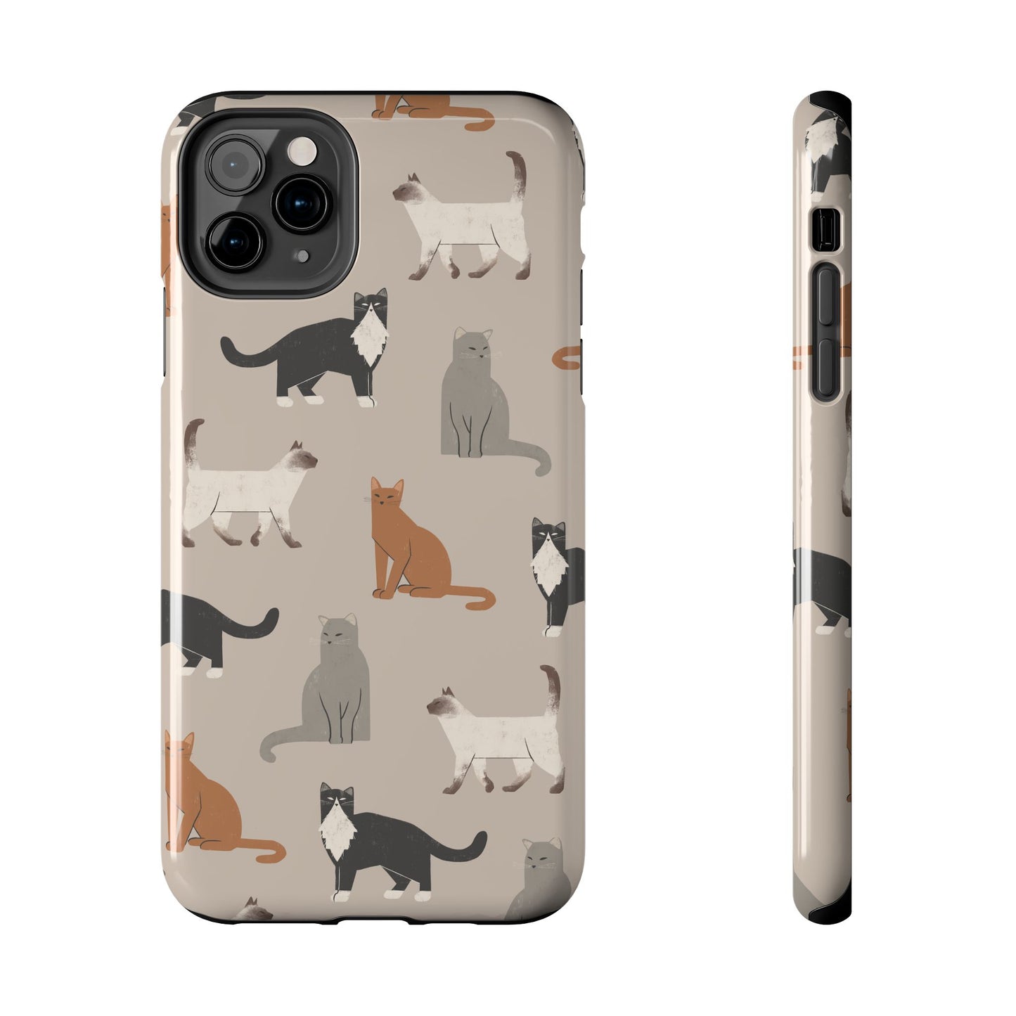 Cubist Cat Pattern Tough Phone Cases for Pet Lovers - Durable Protection and Cute Design