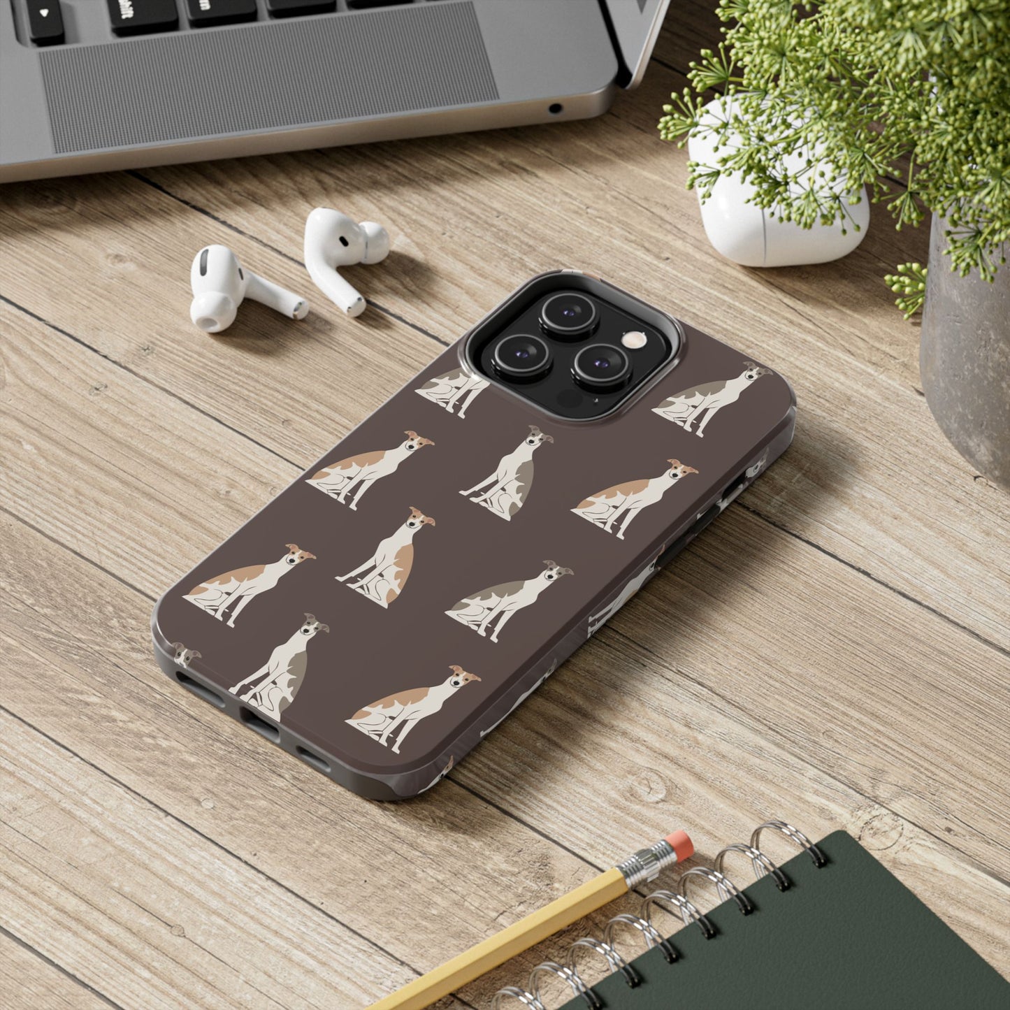 Elegant Grey Hound Pattern Phone Case - Durable & Stylish Dog Lover Accessory